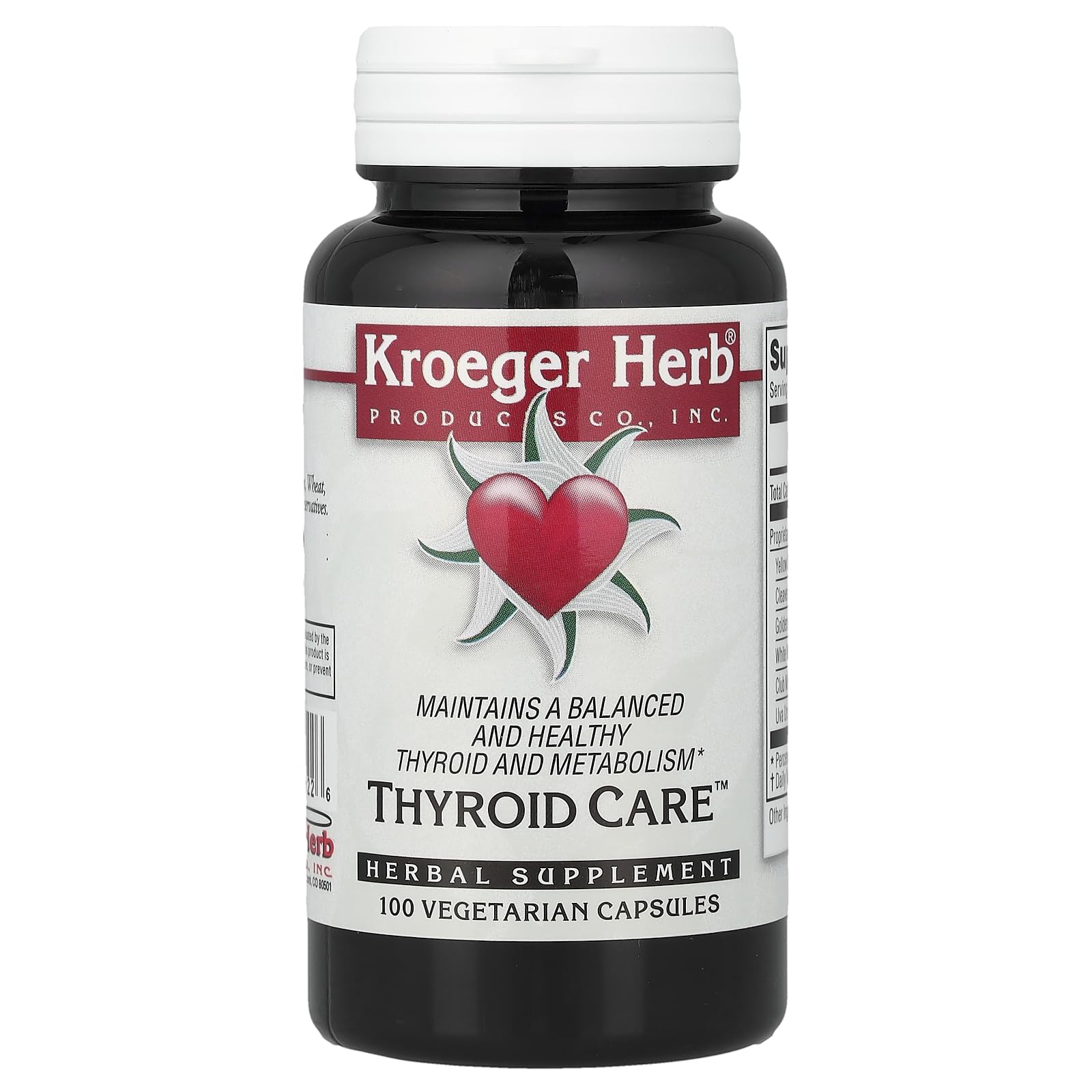 Kroeger Herb Products Thyroid Care Capsules, 100 Count