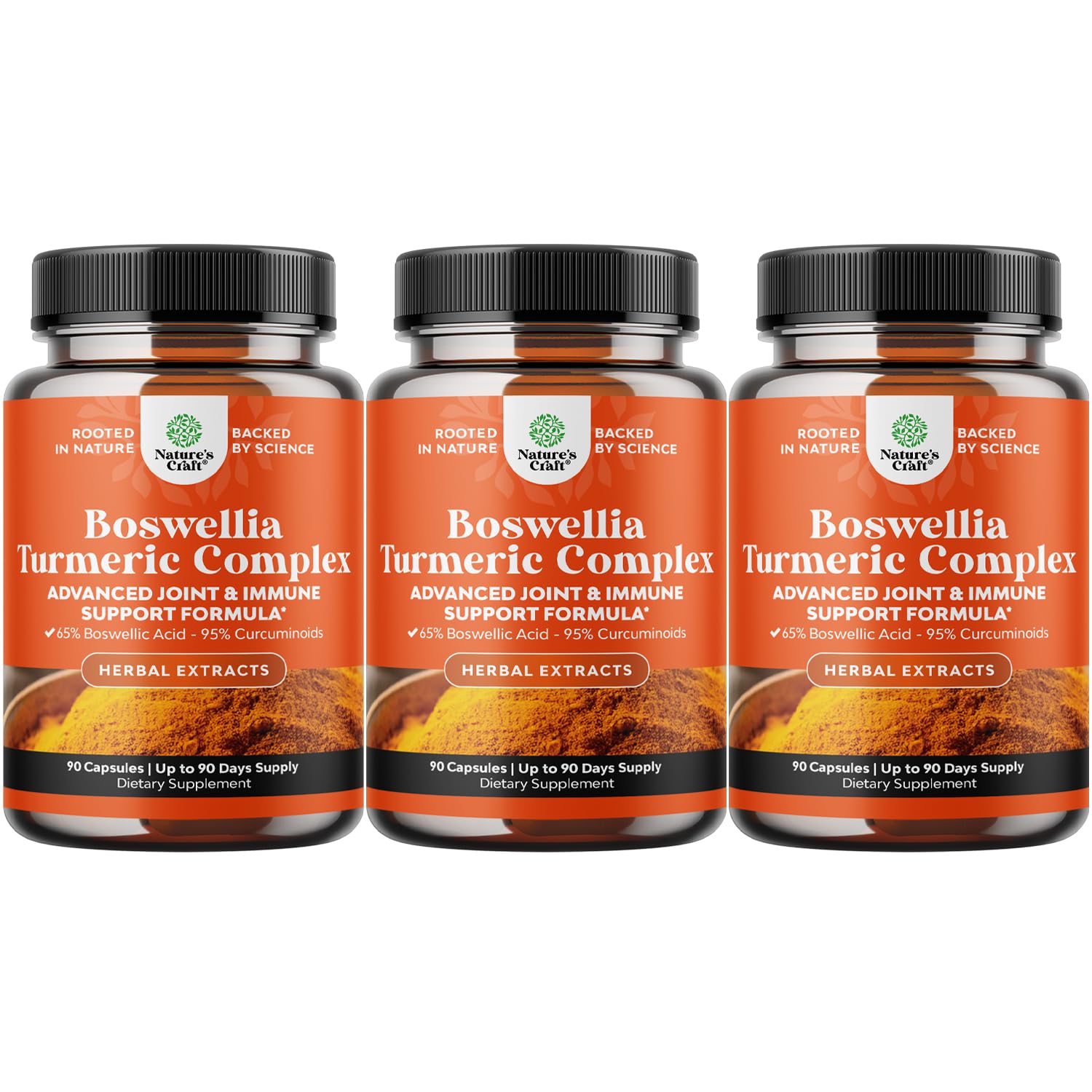 Natures Craft Boswellia Extract with Turmeric Capsules, 90 Count