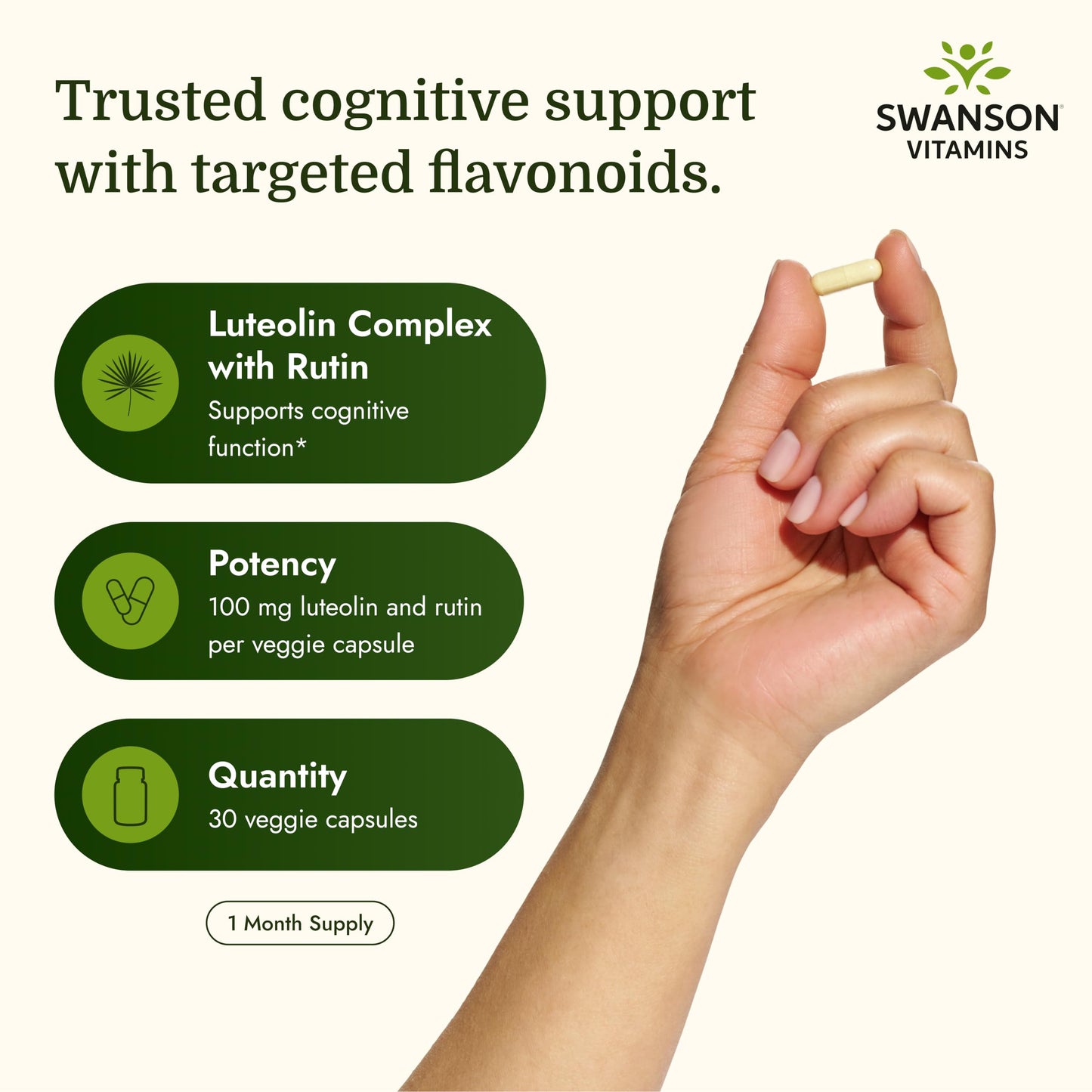 Swanson Luteolin Complex with Rutin Capsule 30 Count