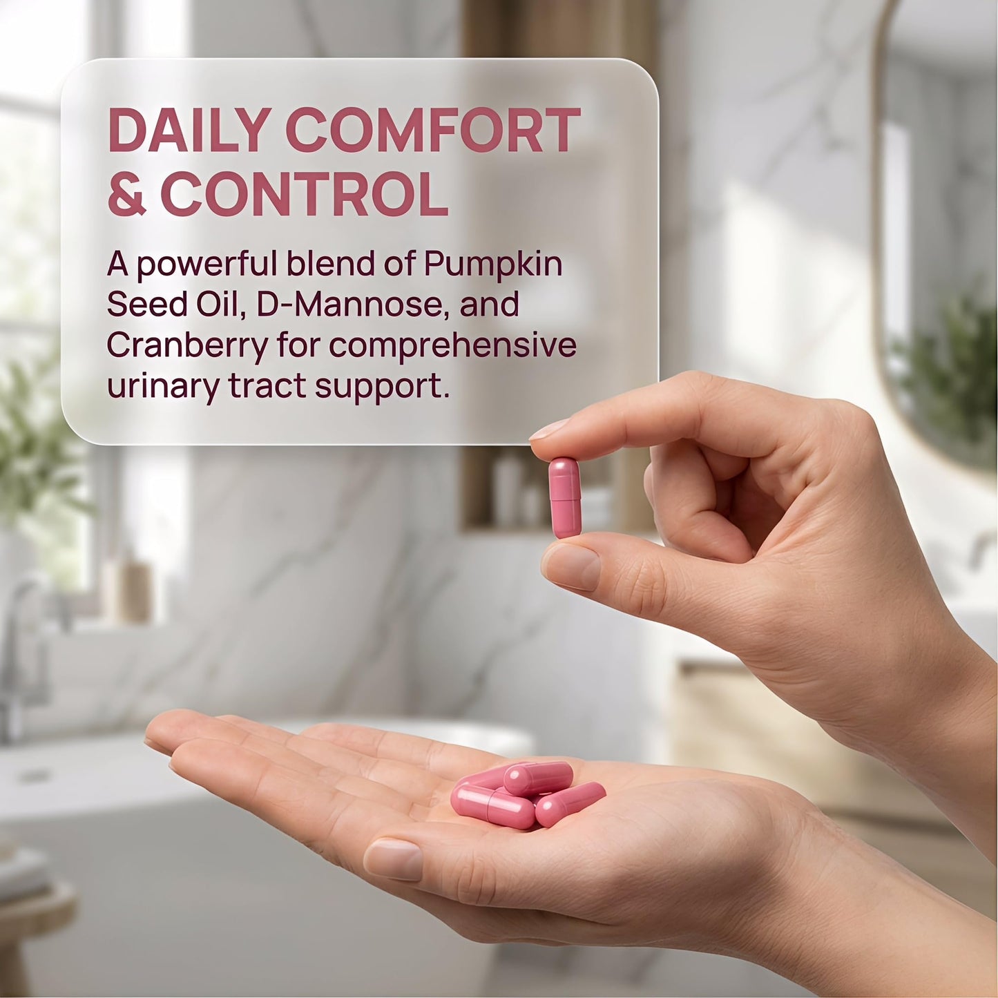 SUUDUUL Bladder Control, Urinary Support Supplement – Pumpkin Seed, D-Mannose, Cranberry & Hibiscus – Non-GMO, Vegan, Daily Formula – 60 Capsules