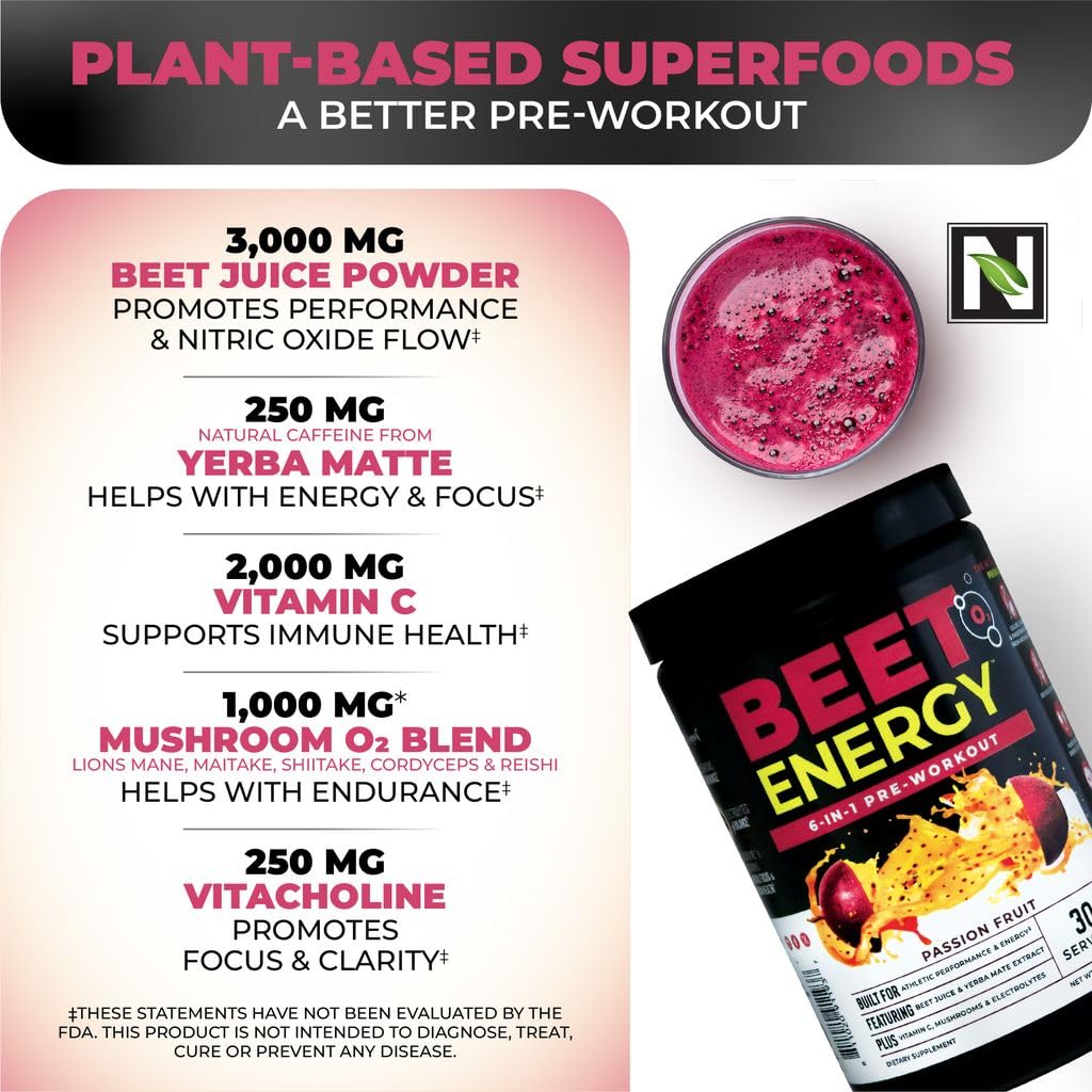 Nutrology Beet Energy O2 Pre Workout Beet Juice Powder, 11.6 Ounces