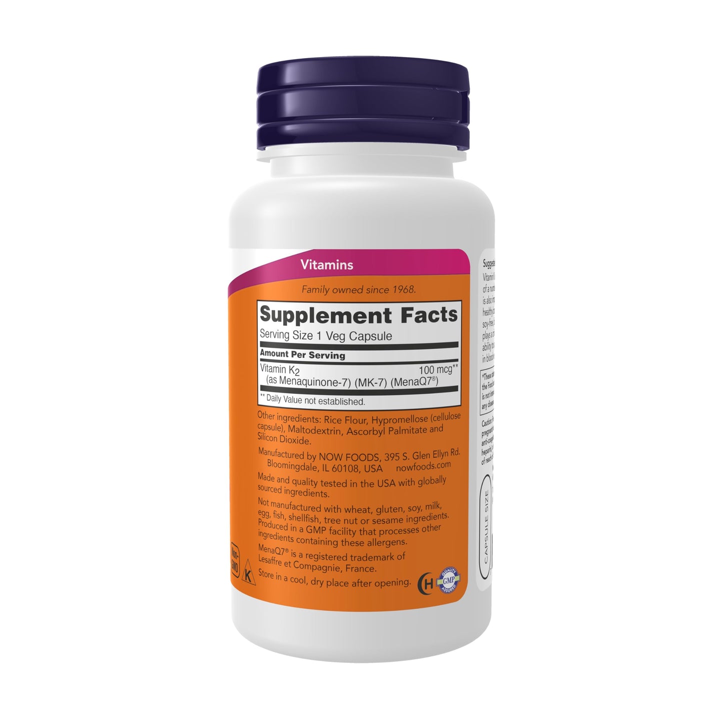 NOW Foods MK-7 Vitamin K-2 100 mcg Capsules, 120 Count