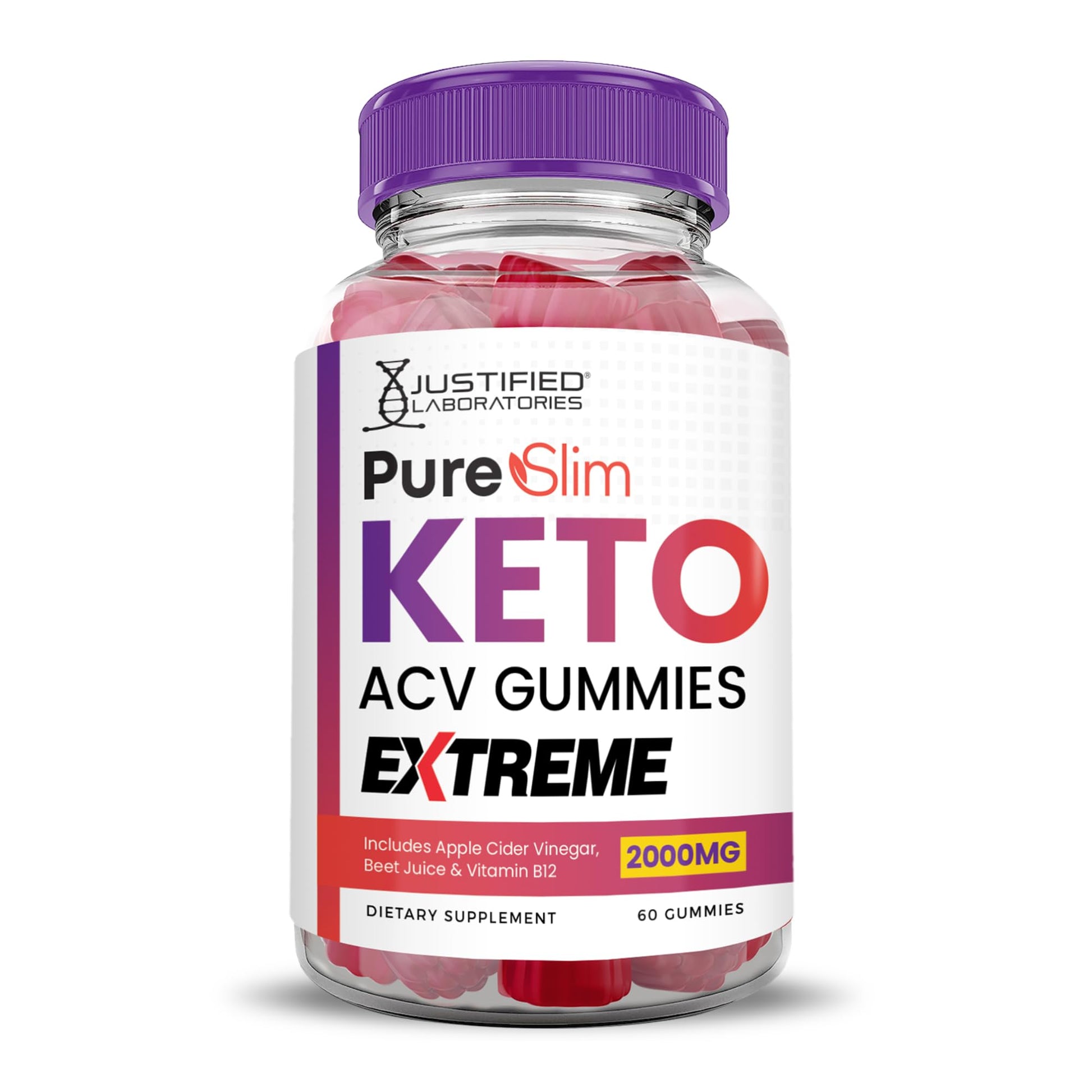 Justified Laboratories Pure Slim Keto ACV Gummies Extreme 60 Count