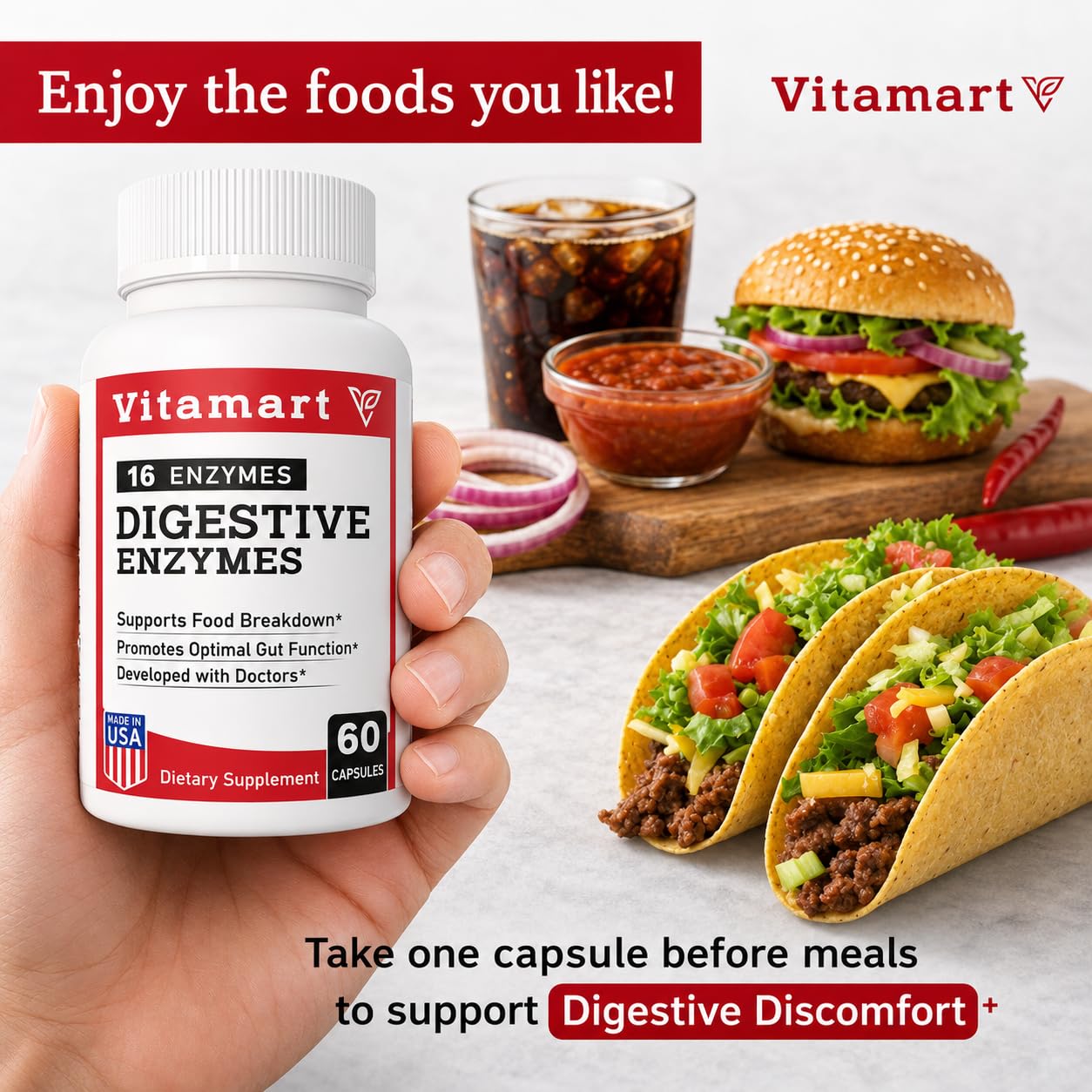 Vitamart Digestive Enzymes for Women & Men 60 Capsules