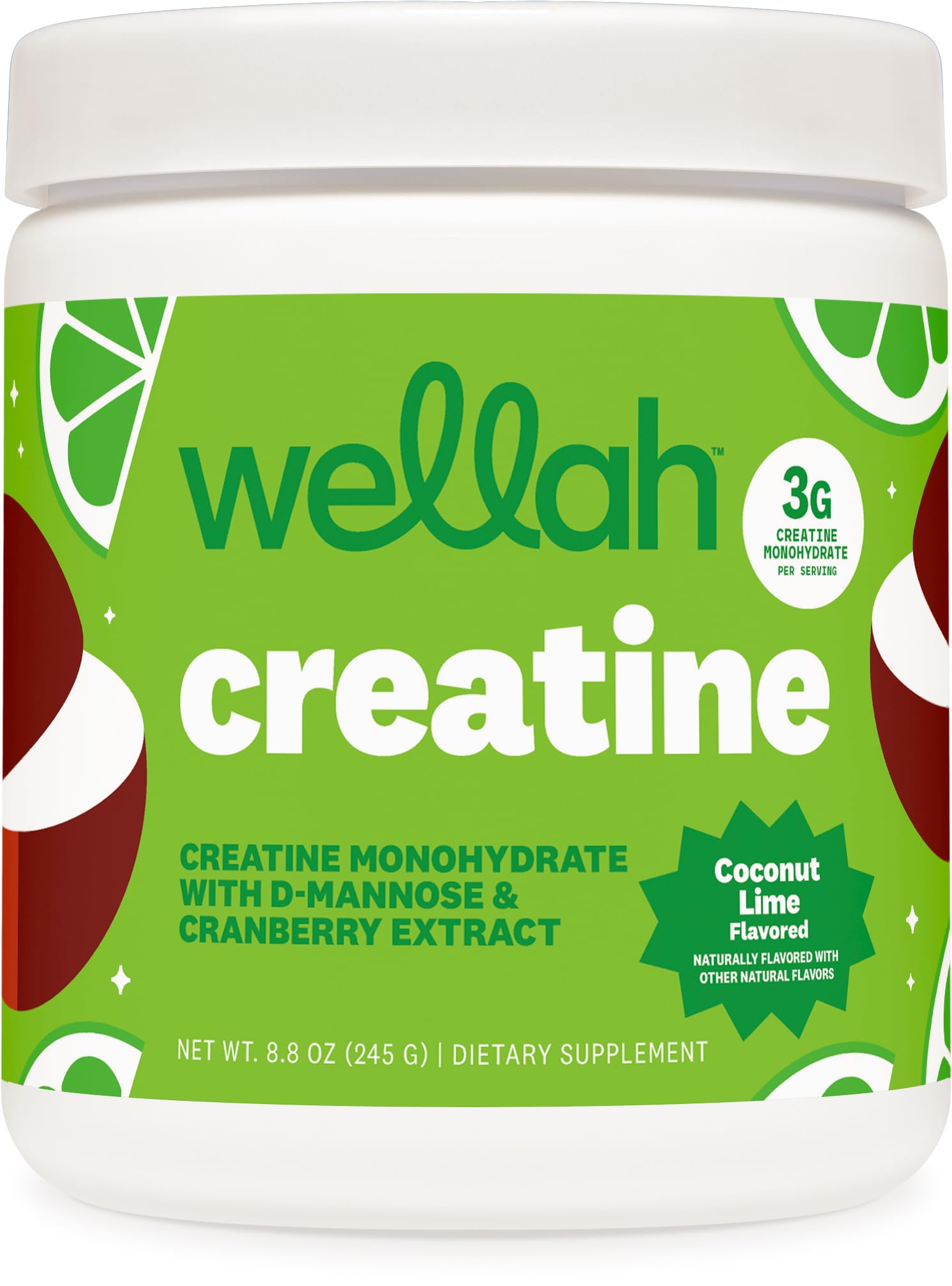 Wellah Creatine for Women (Coconut Lime) Powder, 50 Servings