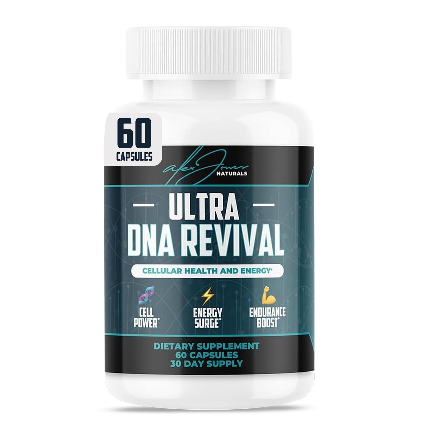 Alex Jones Naturals NAD+ Ultra DNA Revival, Cellular Energy Support Capsule, 60 Count