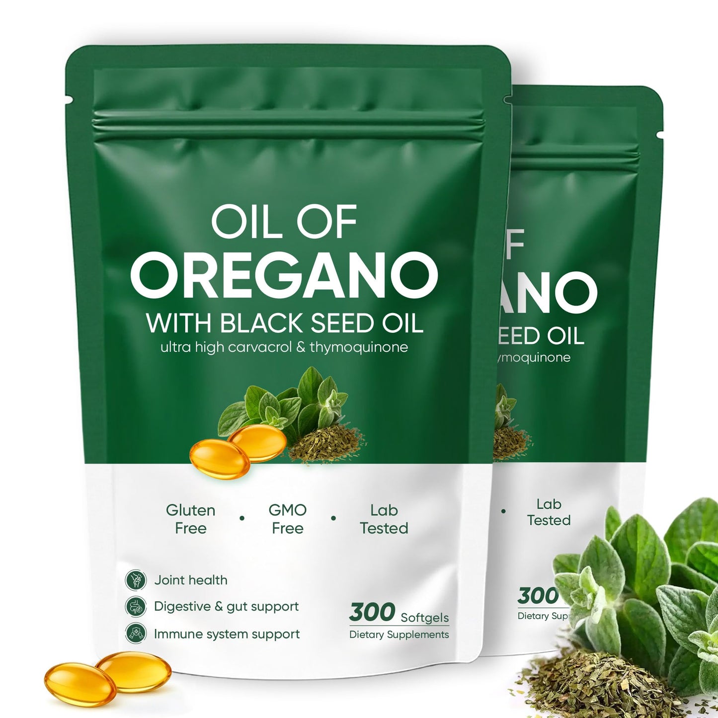NUDENTA Oil of Oregano with Black Seed Oil Softgels 300 Count