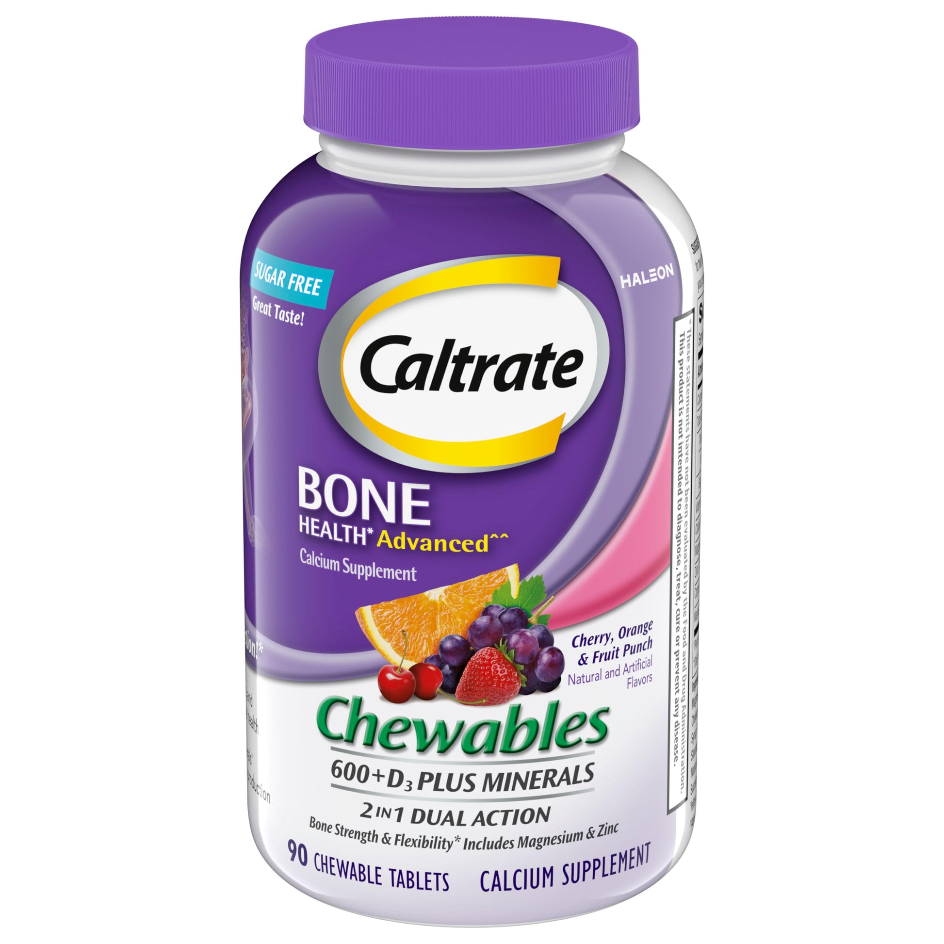 Caltrate Chewables 600 +D3 Plus Minerals Calcium and Vitamin D, 90 Count