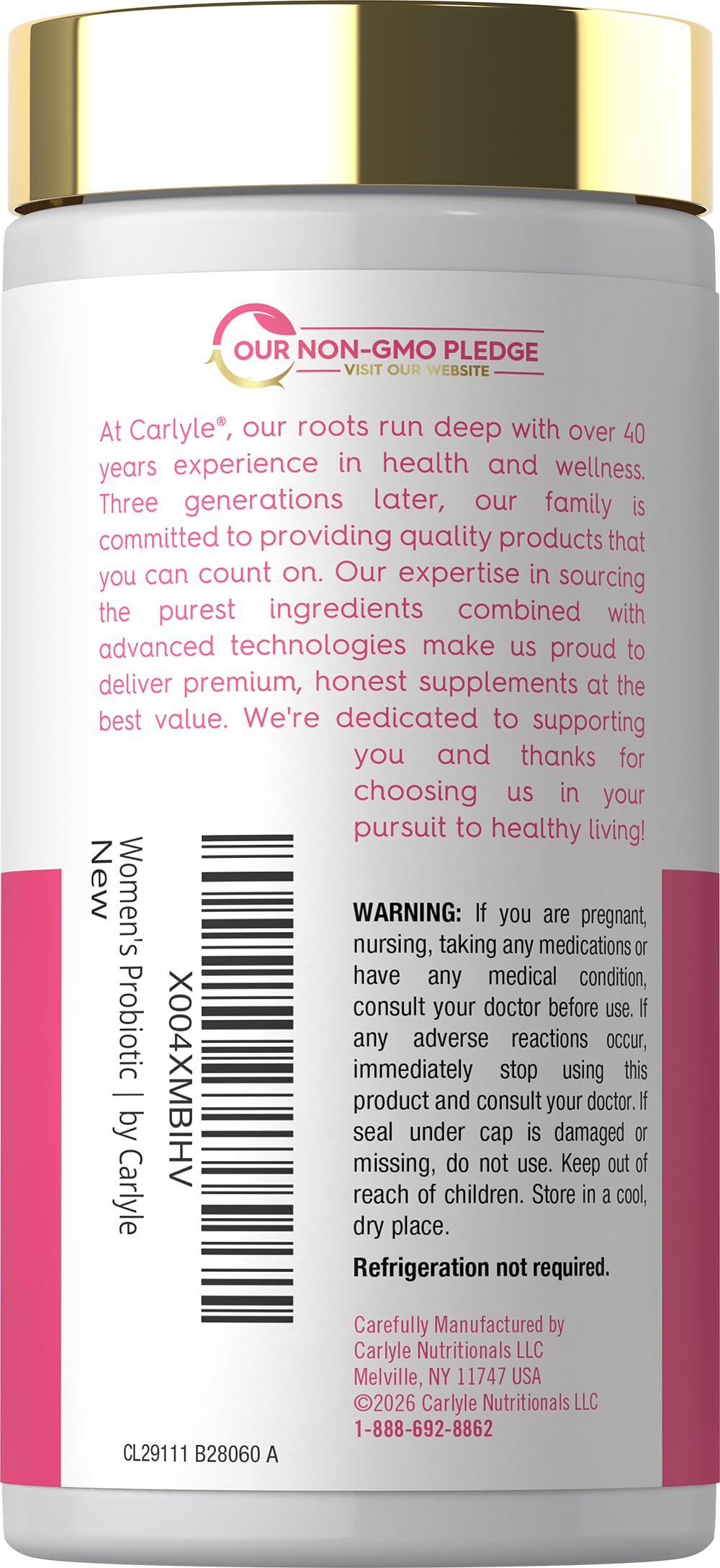 Carlyle Women's 25 Billion CFU Probiotic Supported by 27 Strains Capsule, 30 Count