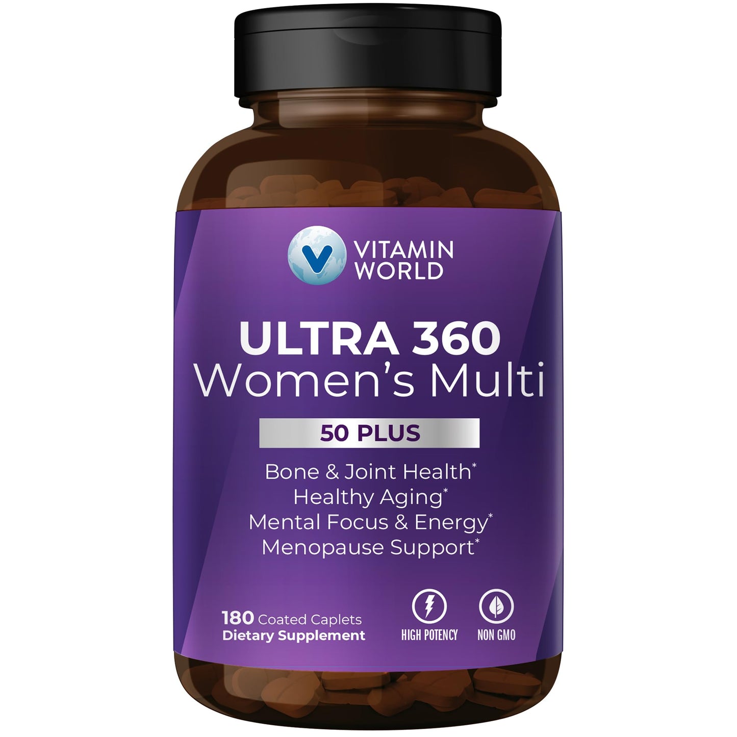 Vitamin World Ultra 360 Multivitamin for Women 50 Plus, Menopause Support Caplet 180