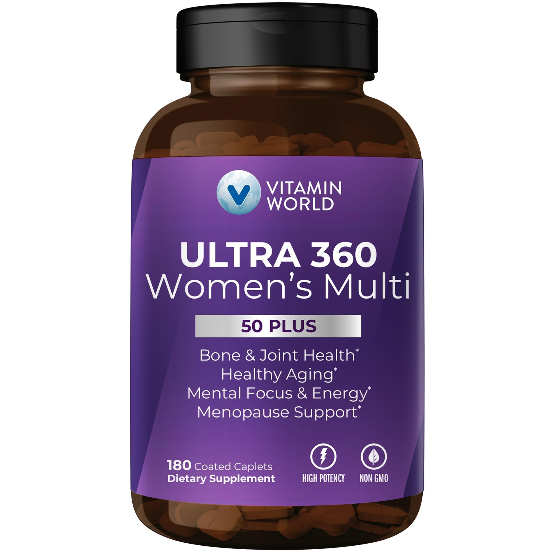 Vitamin World Ultra 360 Multivitamin for Women 50 Plus, Menopause Support Caplet 180