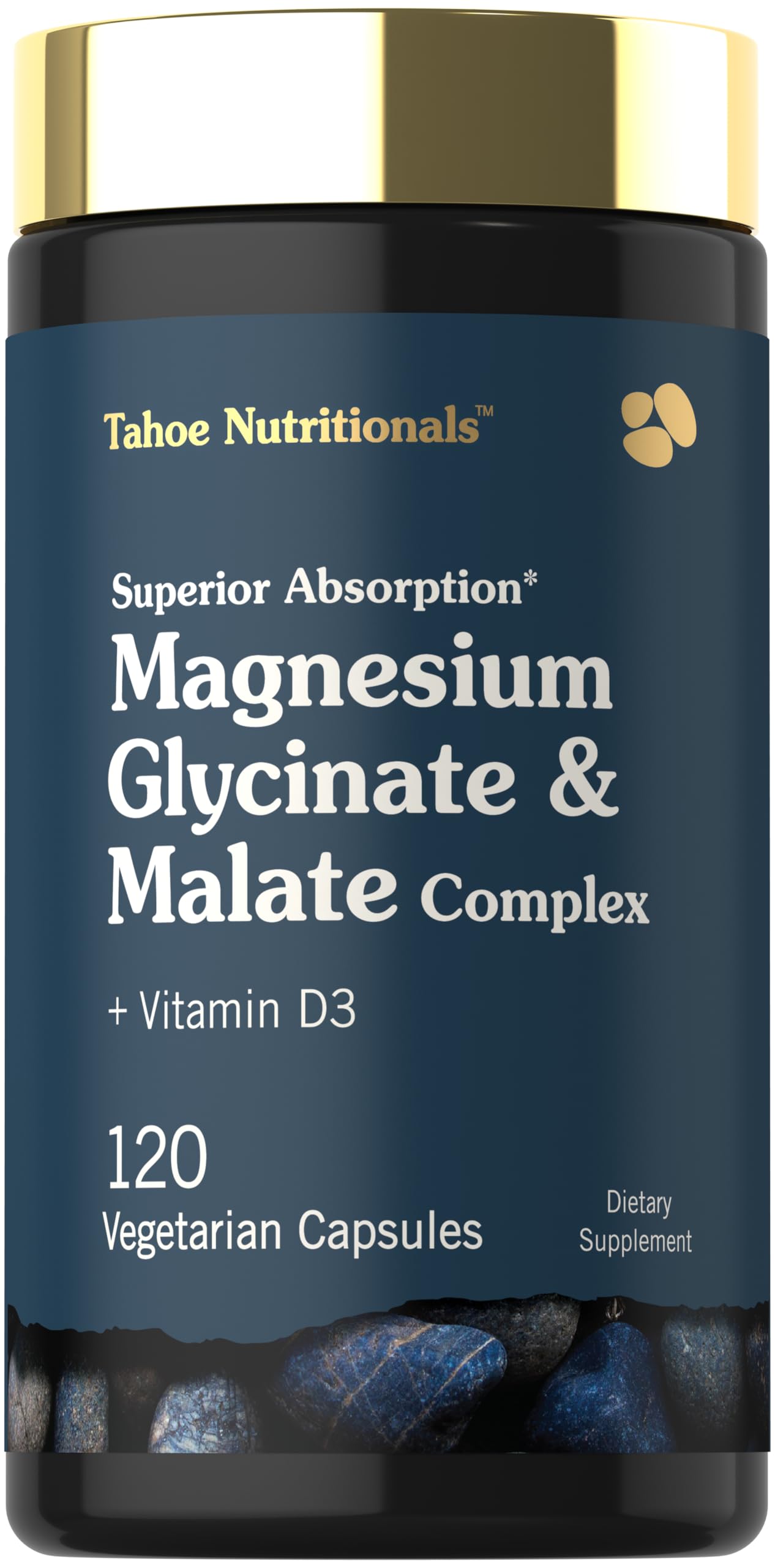 Tahoe Nutritionals Magnesium Glycinate and Malate Complex with Vitamin D3, 120 Capsules