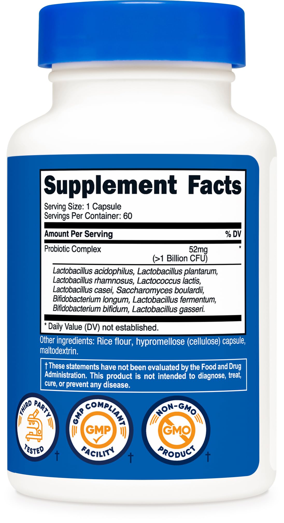 Nutricost Probiotic Complex (>1 Billion CFU) Capsules 60 Count