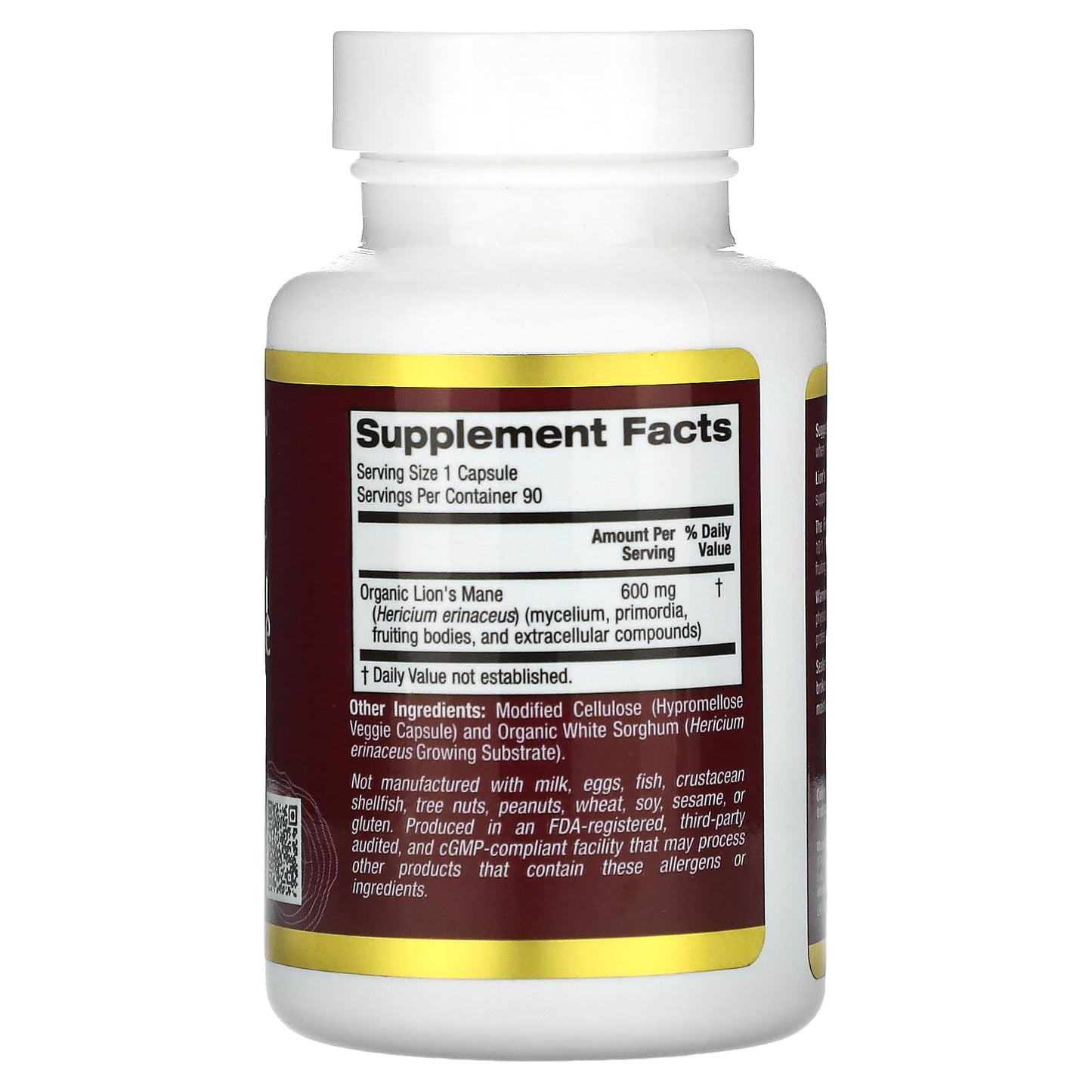 California Gold Nutrition Organic Lion's Mane Capsules, 90 Capsules