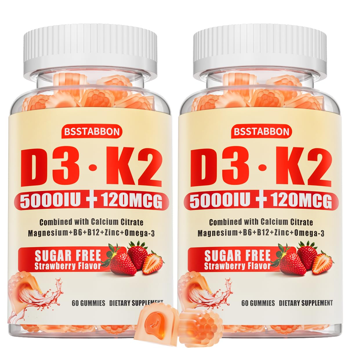 BSSTABBON Vitamin D3 K2 Gummies for Women, 120 Count