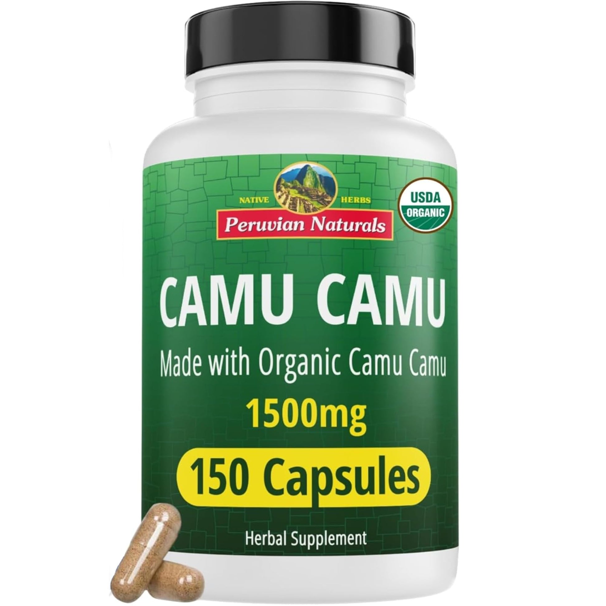 Peruvian Naturals Vitamin C from Camu Camu Capsules 1500 mg, 150 Capsules