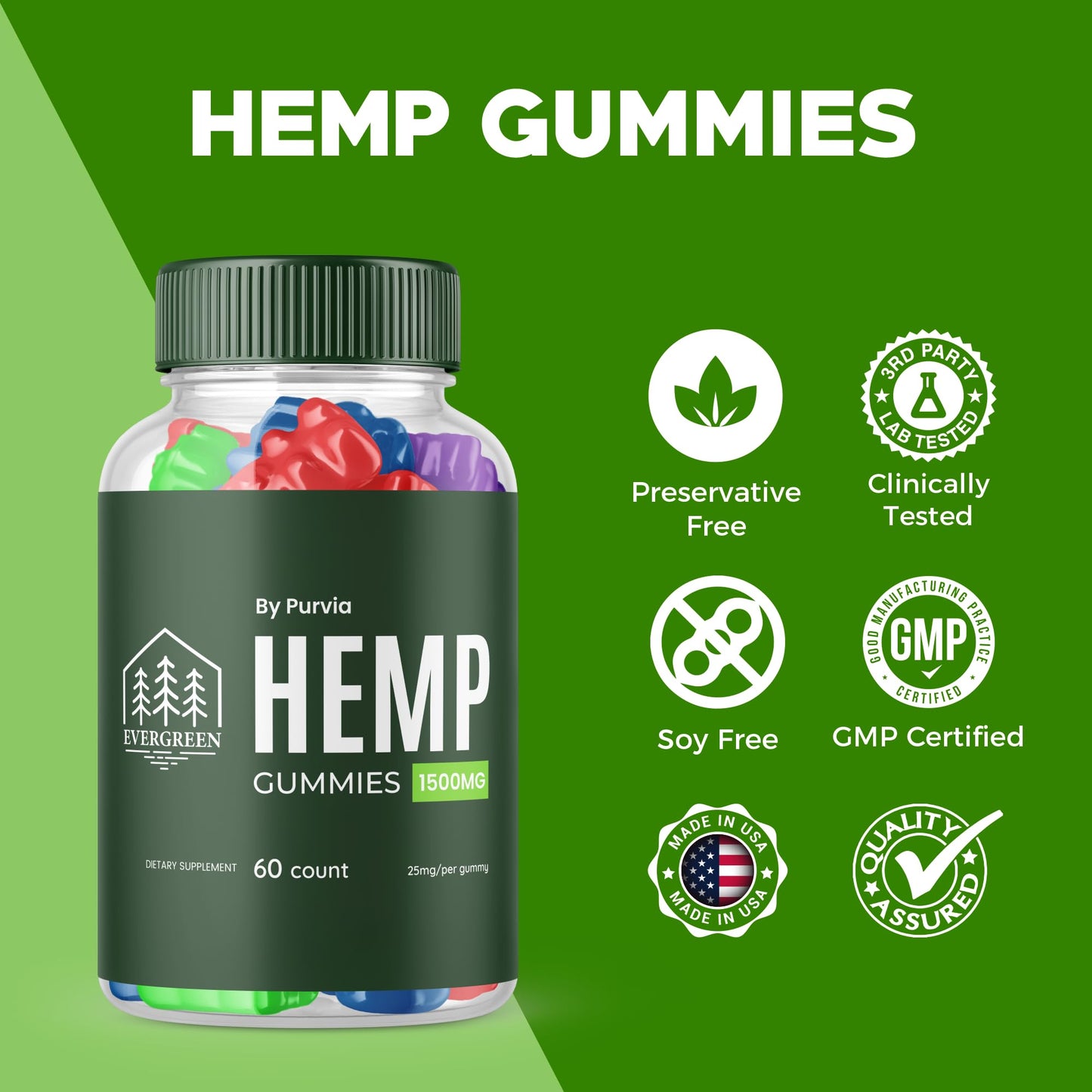 Purvia Evergreen Gummies, 120 Gummies