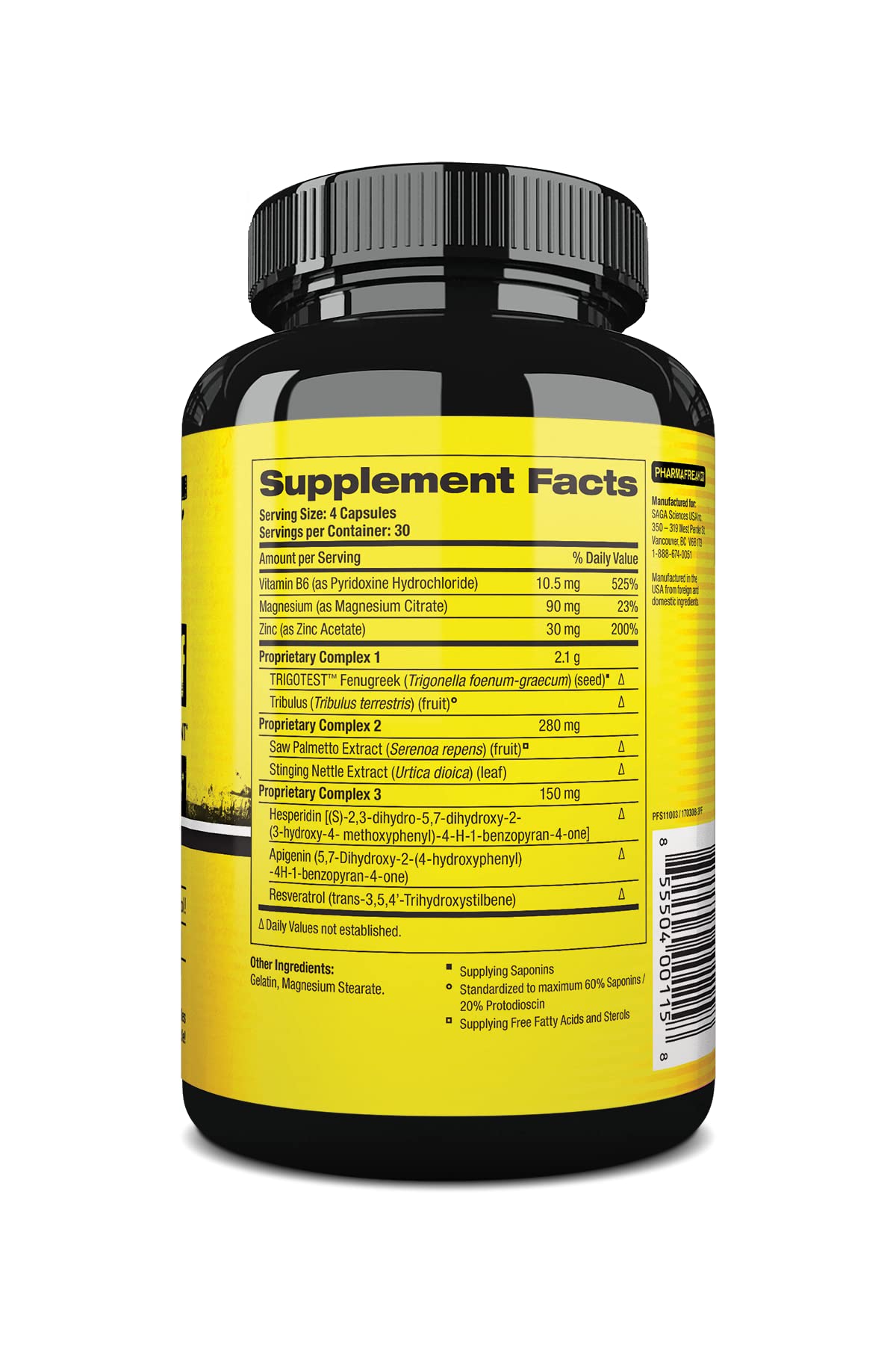 Pharmafreak Test Freak Men's Performance Support Formula Capsules, 120 Capsules