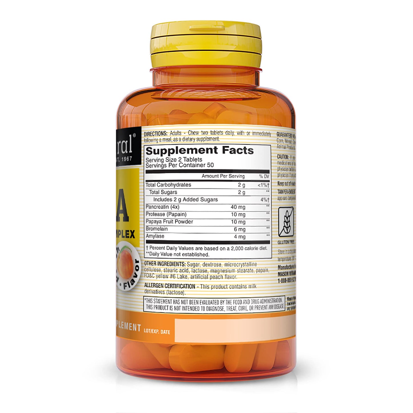 Mason Natural Papaya Digestive Enzyme Complex Chewables 600