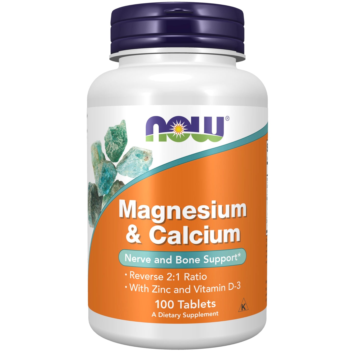NOW Foods Magnesium & Calcium with Zinc and Vitamin D-3, Nerve and Bone Support Tablets, 100 Count
