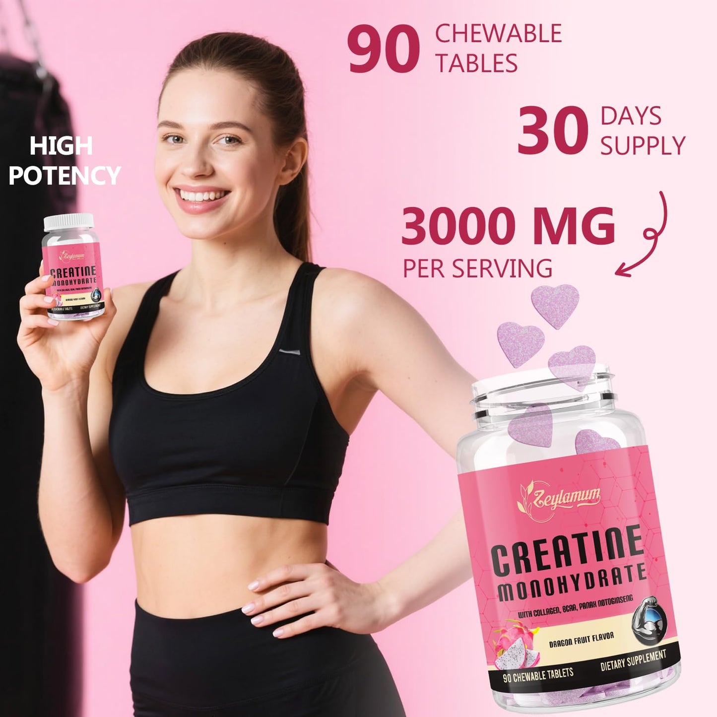 Zeylamum Creatine for Women Chewable 180 Count
