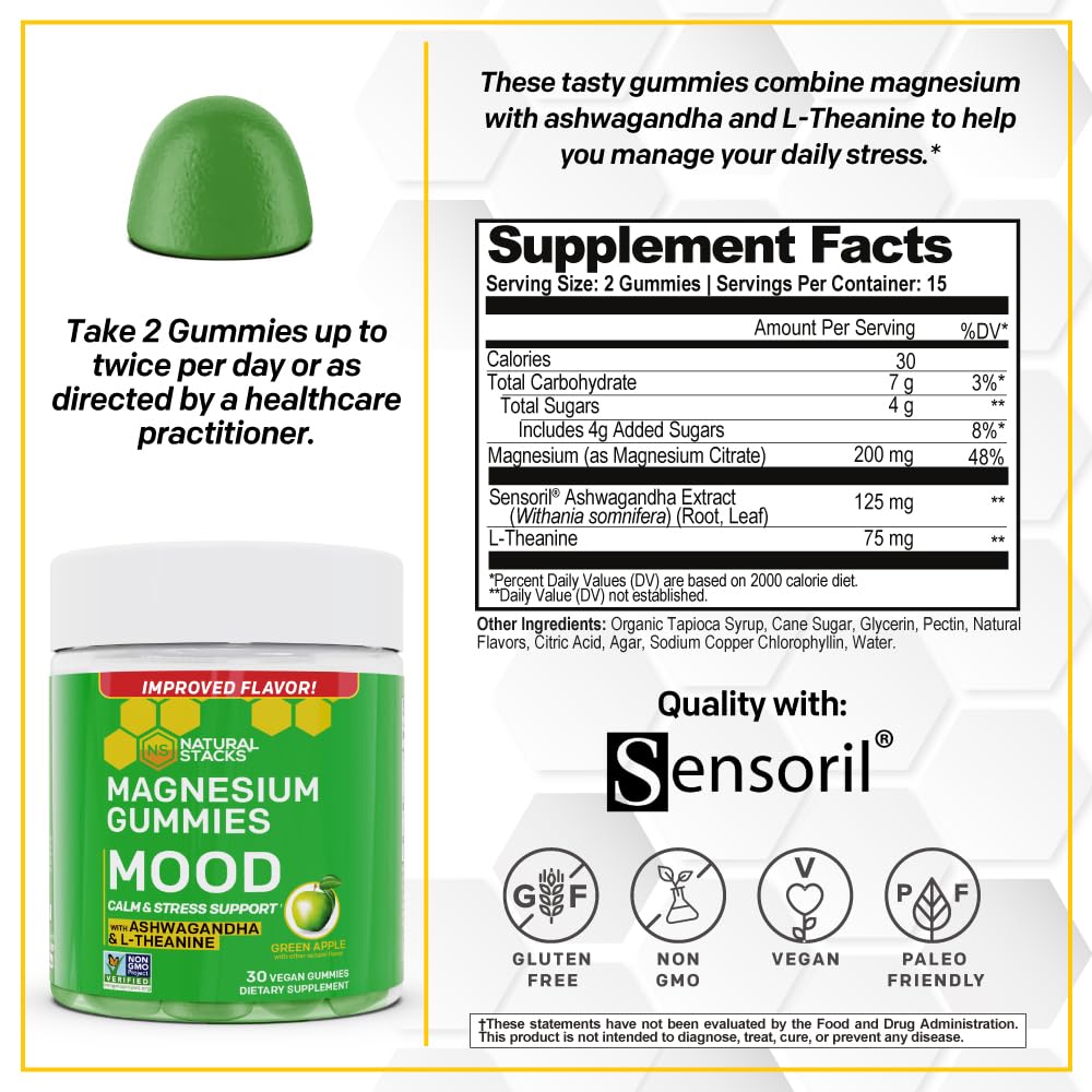 Natural Stacks Mood Magnesium Gummies Gummy 30 Count