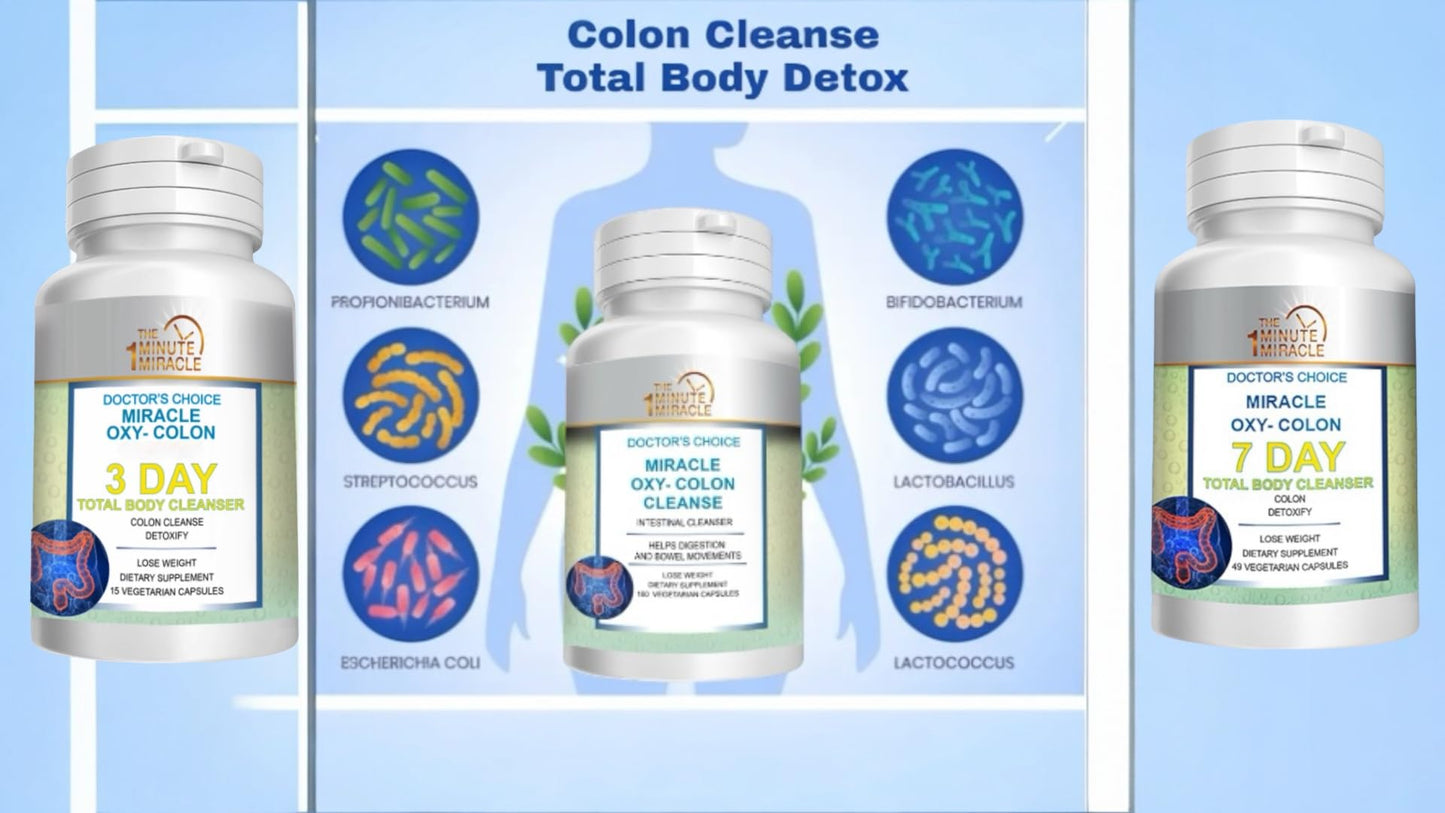 The One Minute Miracle Miracle Oxy-Colon Intestinal Cleanser & Total Body Detox Capsule, 120 Count