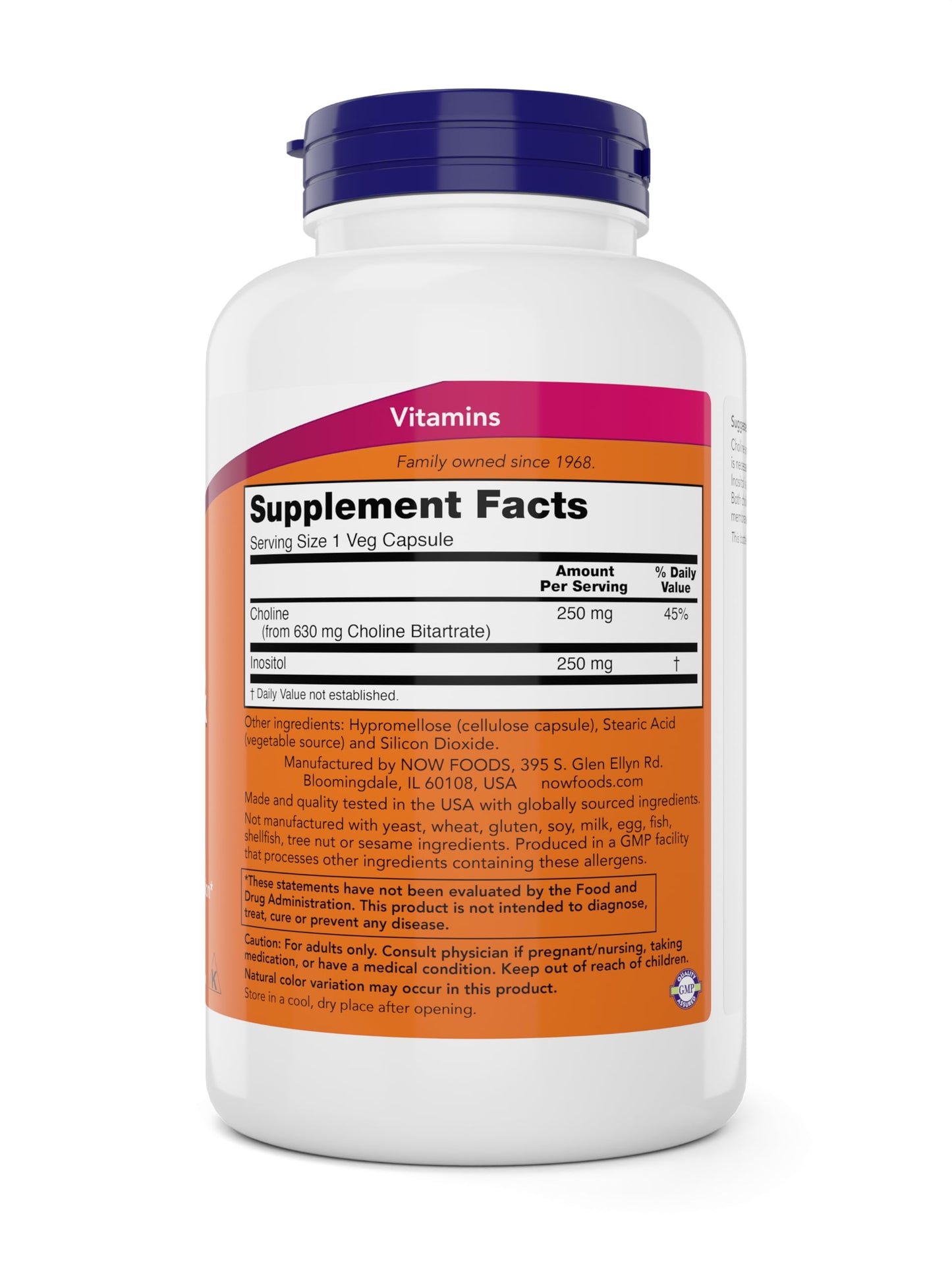 NOW Foods Choline & Inositol Capsules, 180 Count