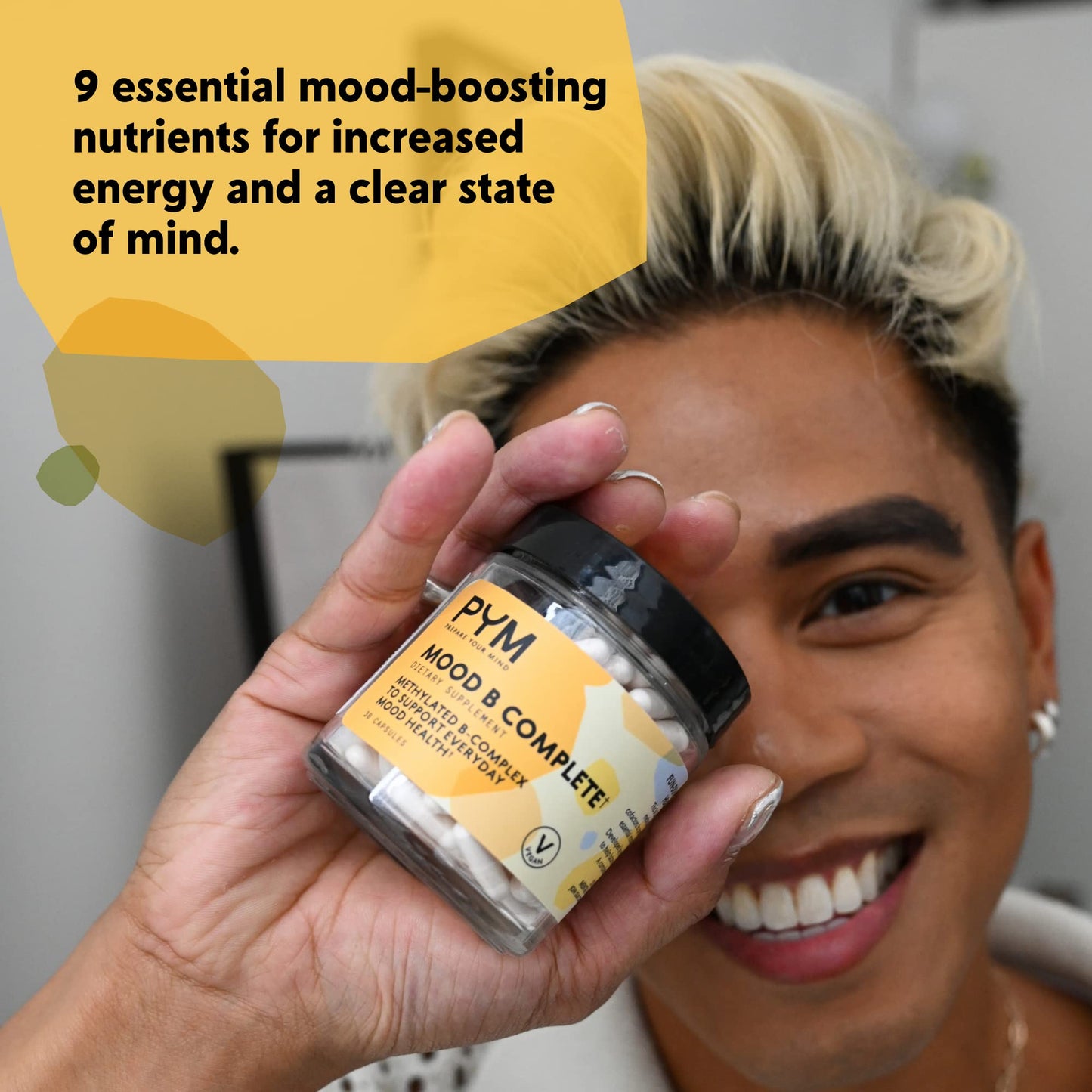 PYM Health Vitamin B Complex Mood Support Supplement Capsule 30 Count