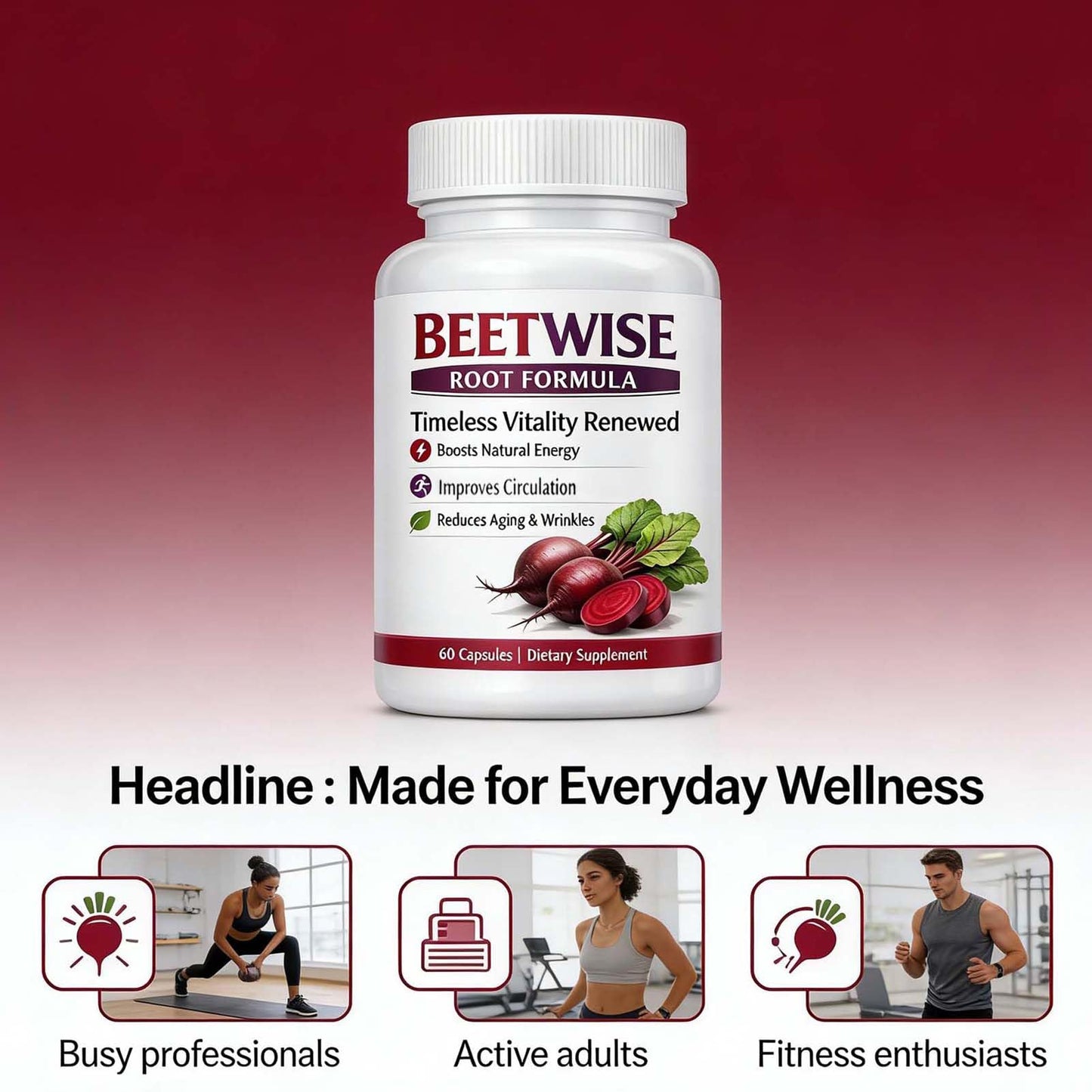 Tufonra BEETWISE Root Formula Cold Pressed Beetroot Supplement Organic – Vegan-Friendly, Non-GMO, 60 Capsules
