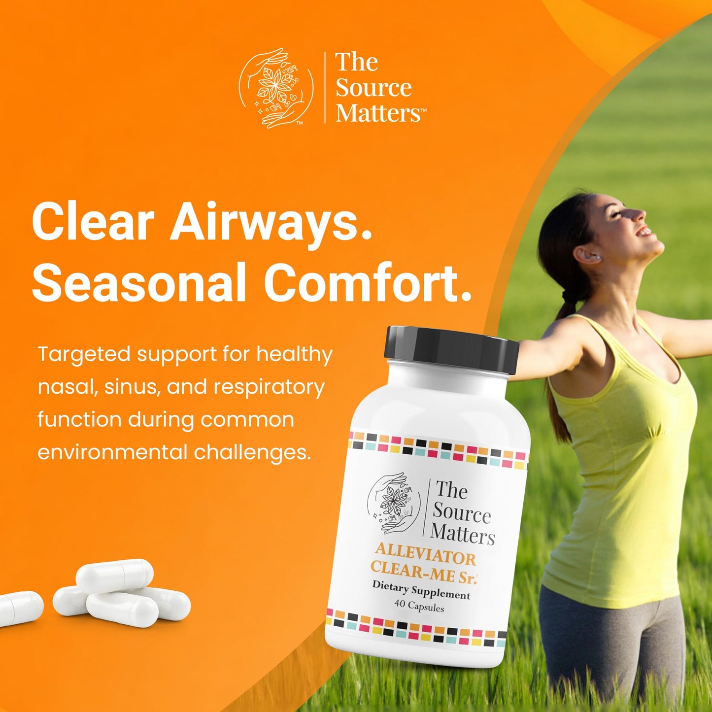 THE SOURCE MATTERS Alleviator Clear-ME SR Seasonal Allergy Relief and Immune Support Capsule, 40 Count