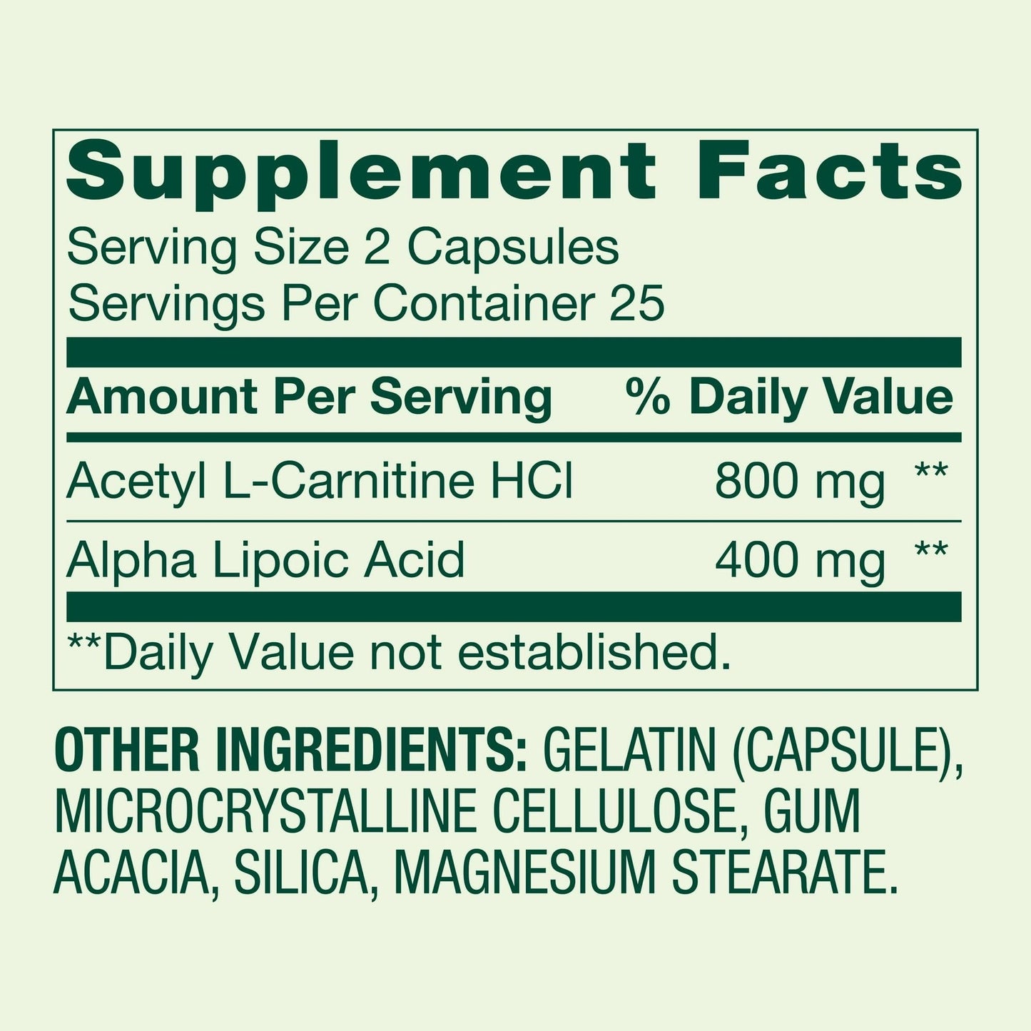 BasketGoods Acetyl L-Carnitine HCI 400 mg + Alpha Lipoic Acid 200 mg Capsules, 50 Count