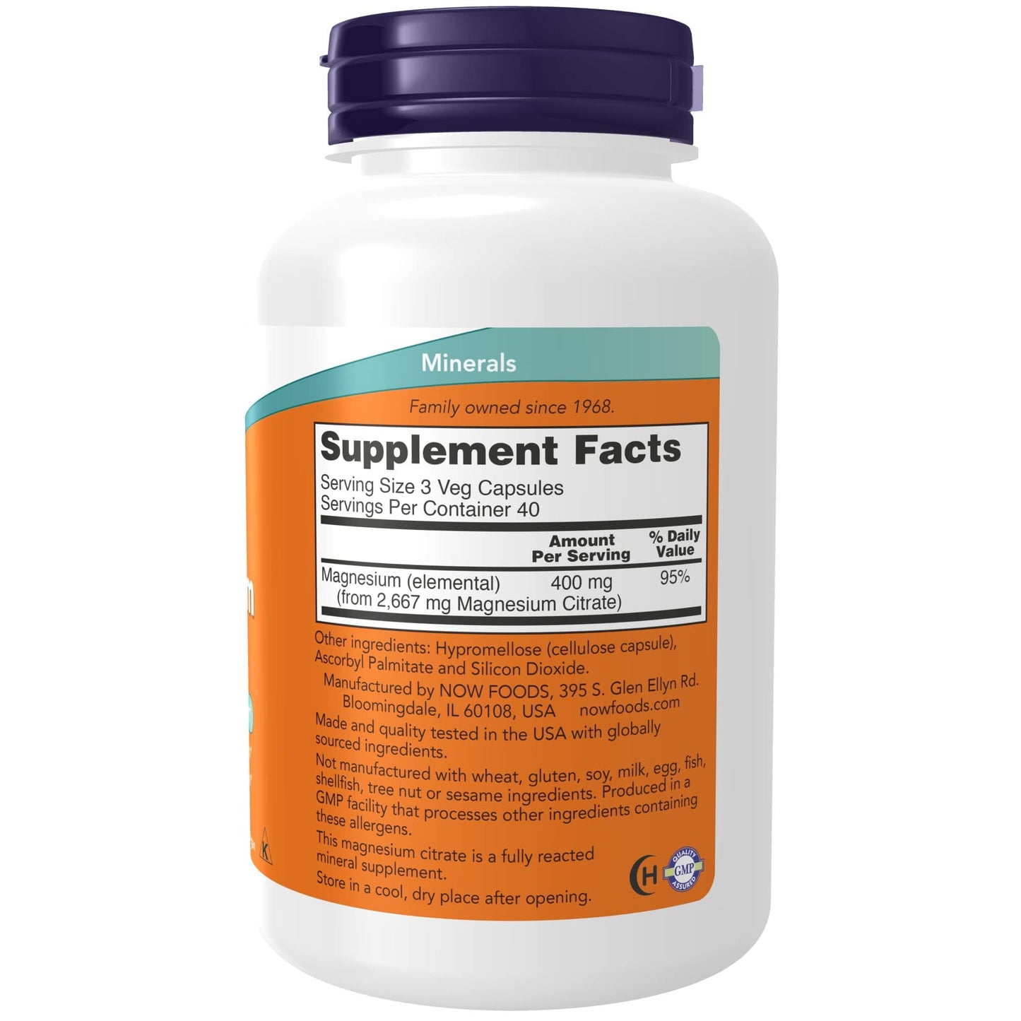 NOW Foods Magnesium Citrate Capsule 120 Count