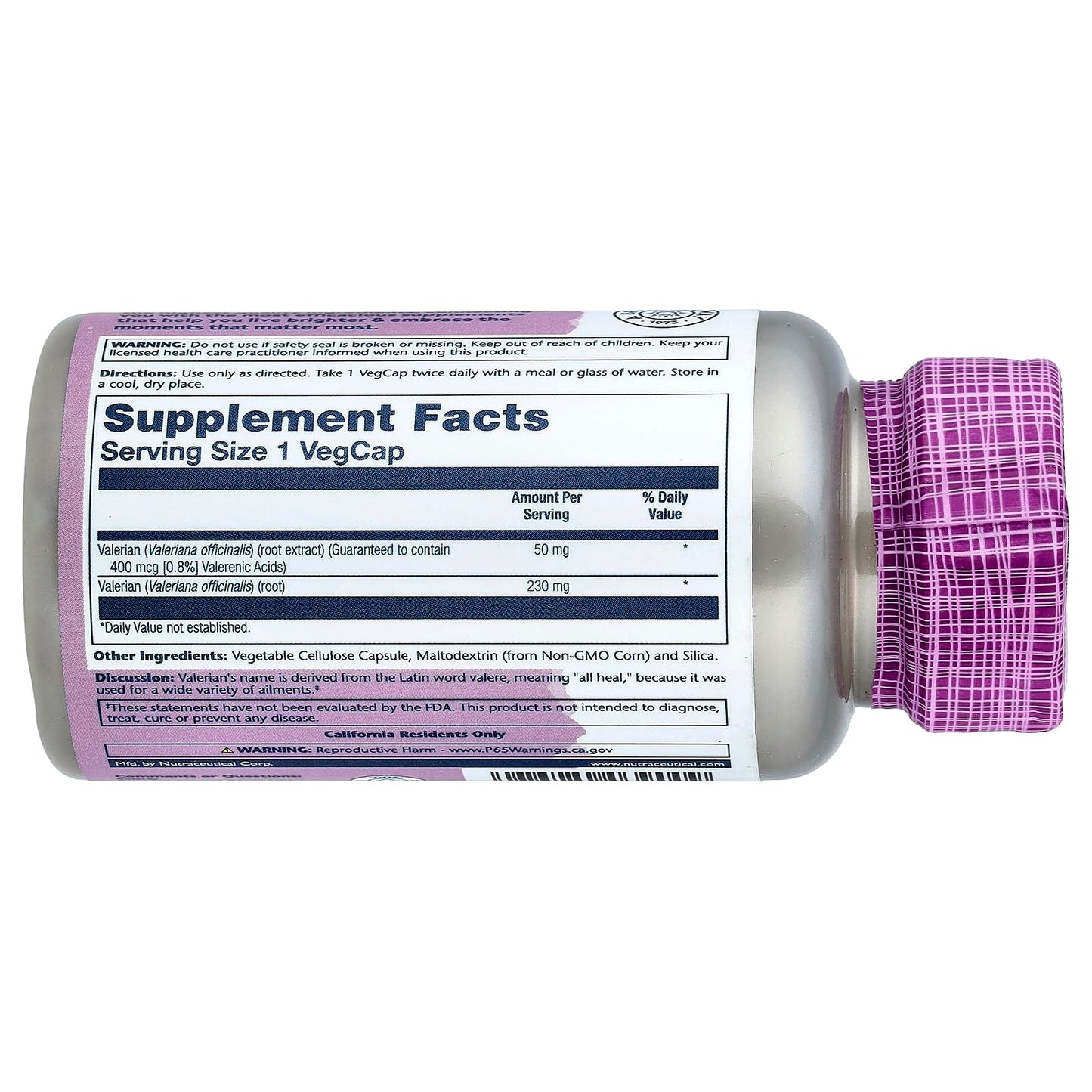 SOLARAY Valerian Root Extract 50 mg Capsule, 60 Count