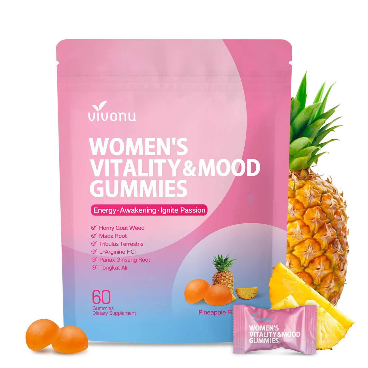 VivoNu Women Mood Gummies 60 Count