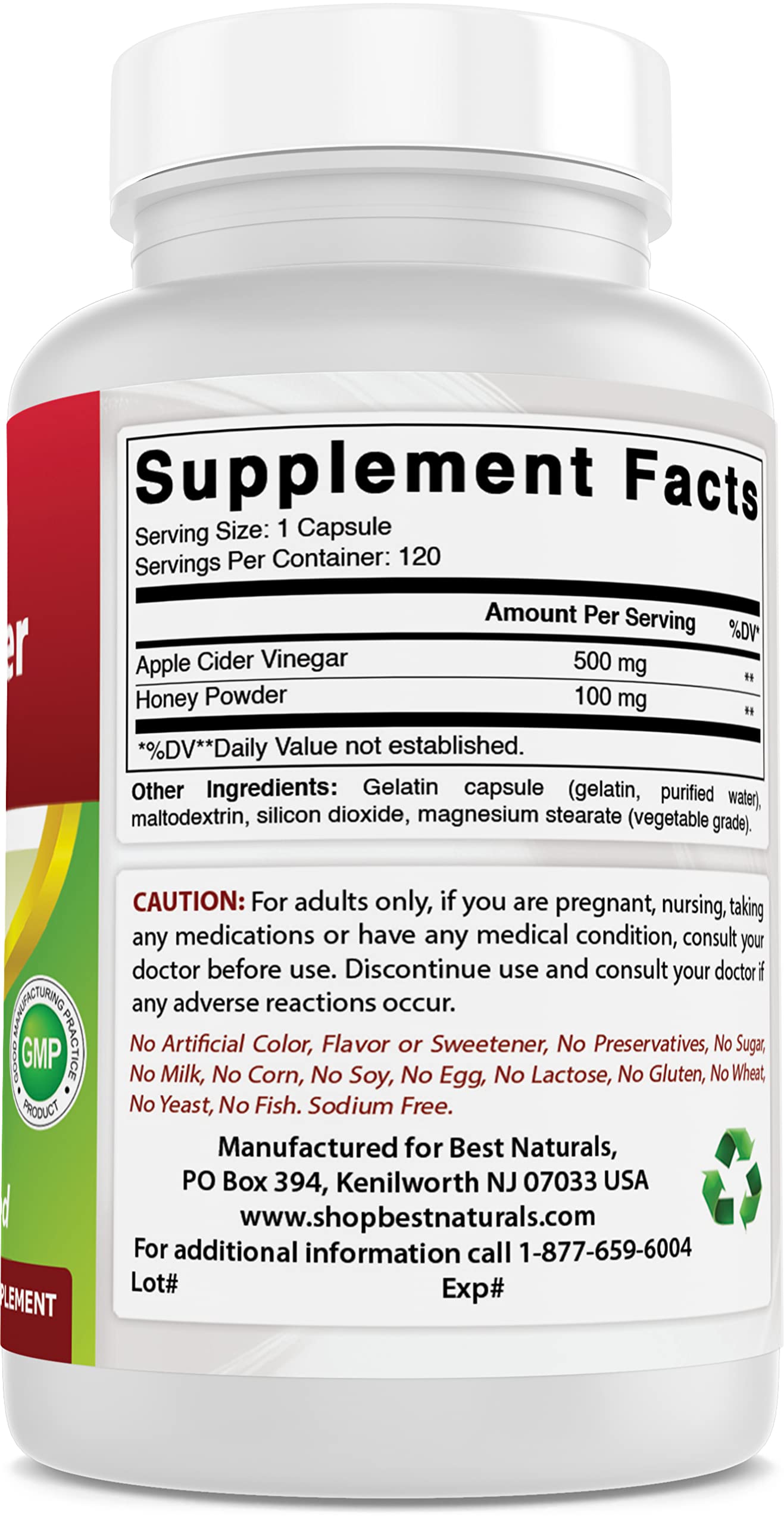 Best Naturals Apple Cider Vinegar Plus 600 Mg Capsules 240
