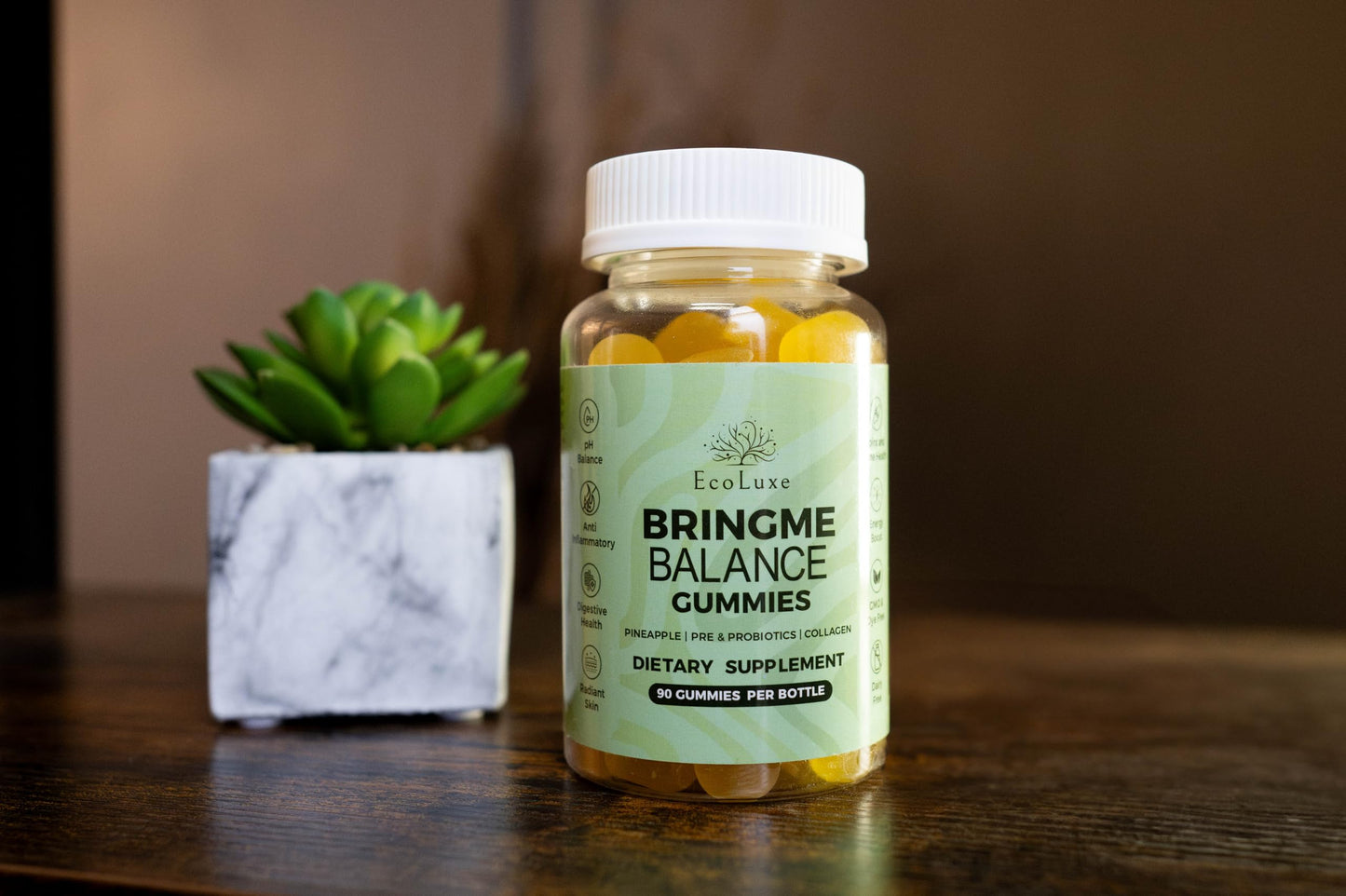 EcoLuxe BRINGME Balance Pre & Probiotic Gummies, 90 Count