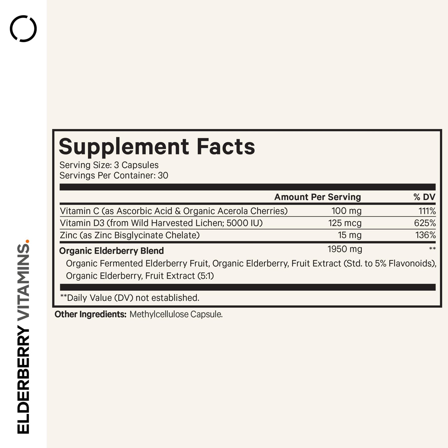 Codeage Elderberry Vitamins Supplement with Vitamin C, D3, Zinc Capsules 90 Count