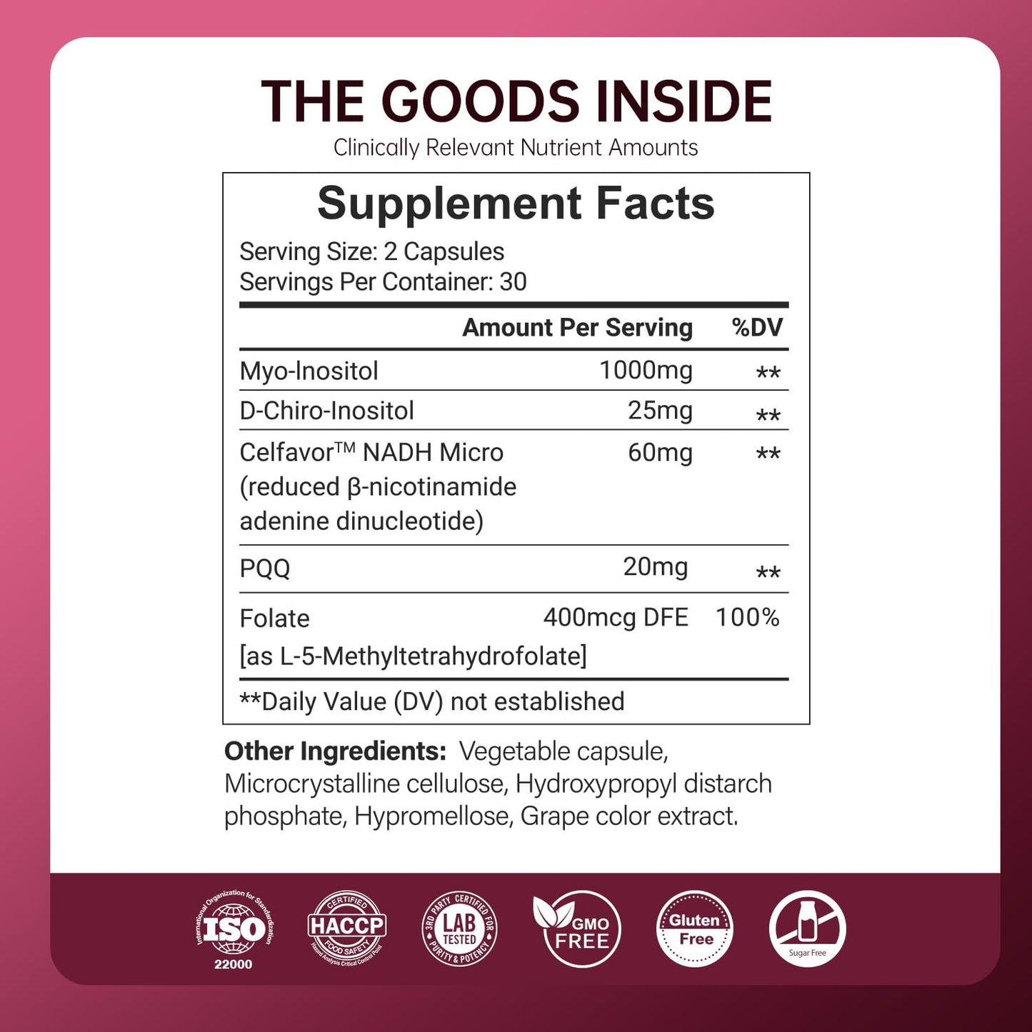 LiveYes Myo-Inositol & D-Chiro Inositol Supplement for Women – Ideal 40:1 Ratio, NADH Plus Folate and PQQ – Hormone Balance & Ovarian Support Capsule, 1 Count