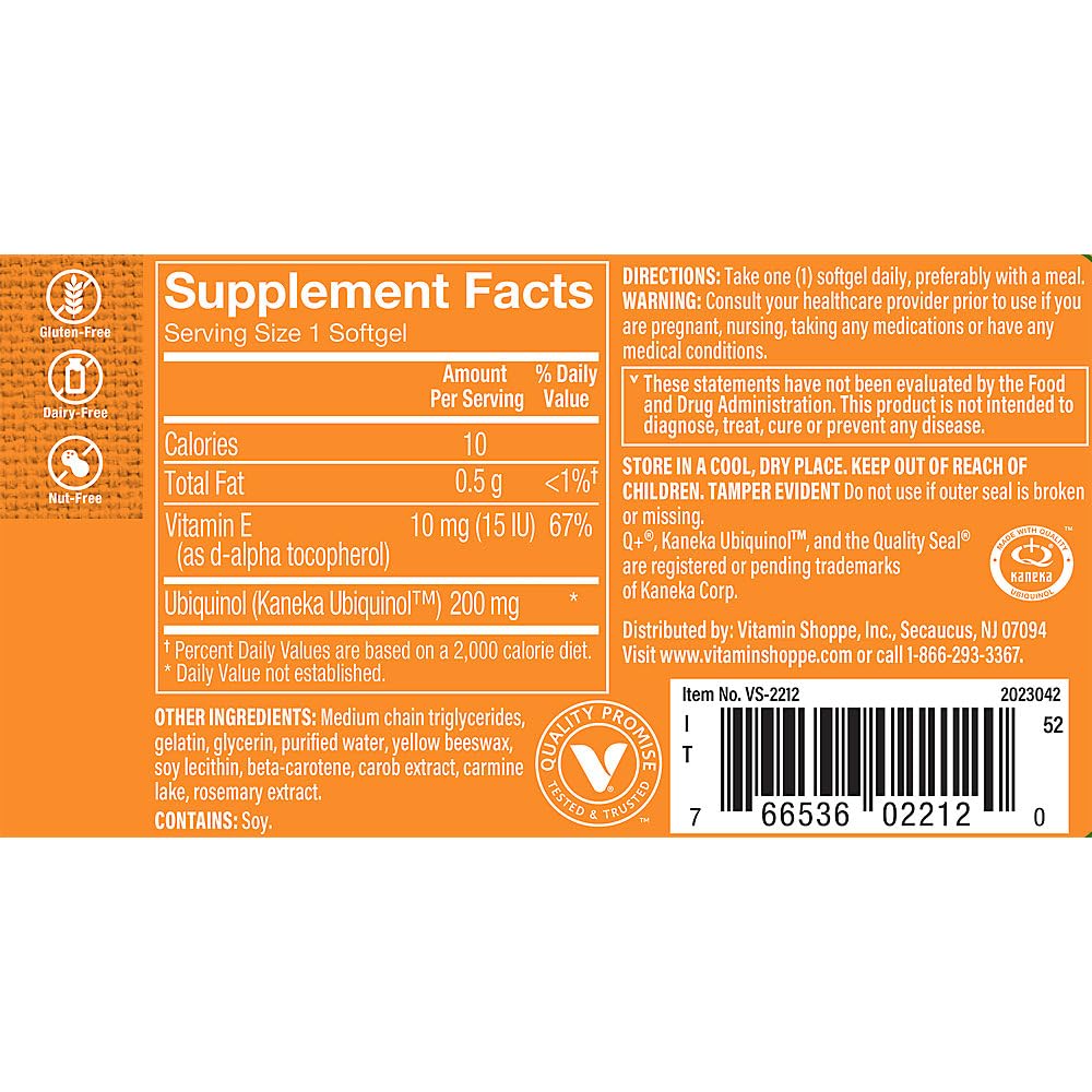 The Vitamin Shoppe Ubiquinol CoQ-10 200mg Softgels 30