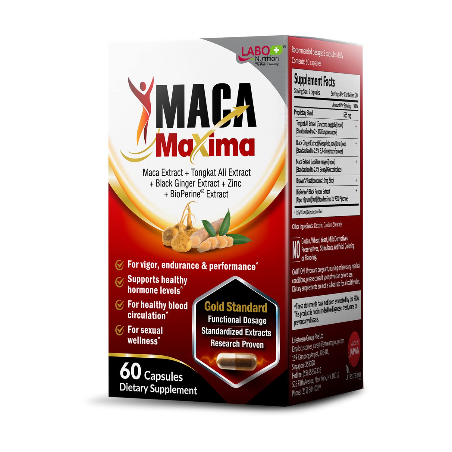 LABO Nutrition MacaMaxima Maca Tongkat Ali Energy Stamina Capsules 60 Capsules
