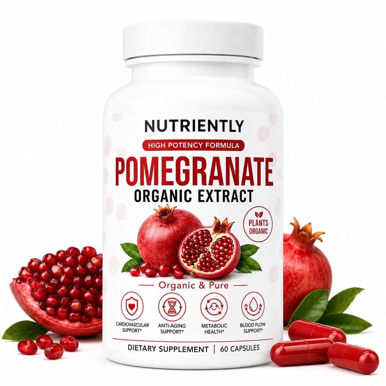 ZHPRXE Pomegranate Extract Capsules, 700mg Per Serving, Antioxidant Support, 60 Capsules