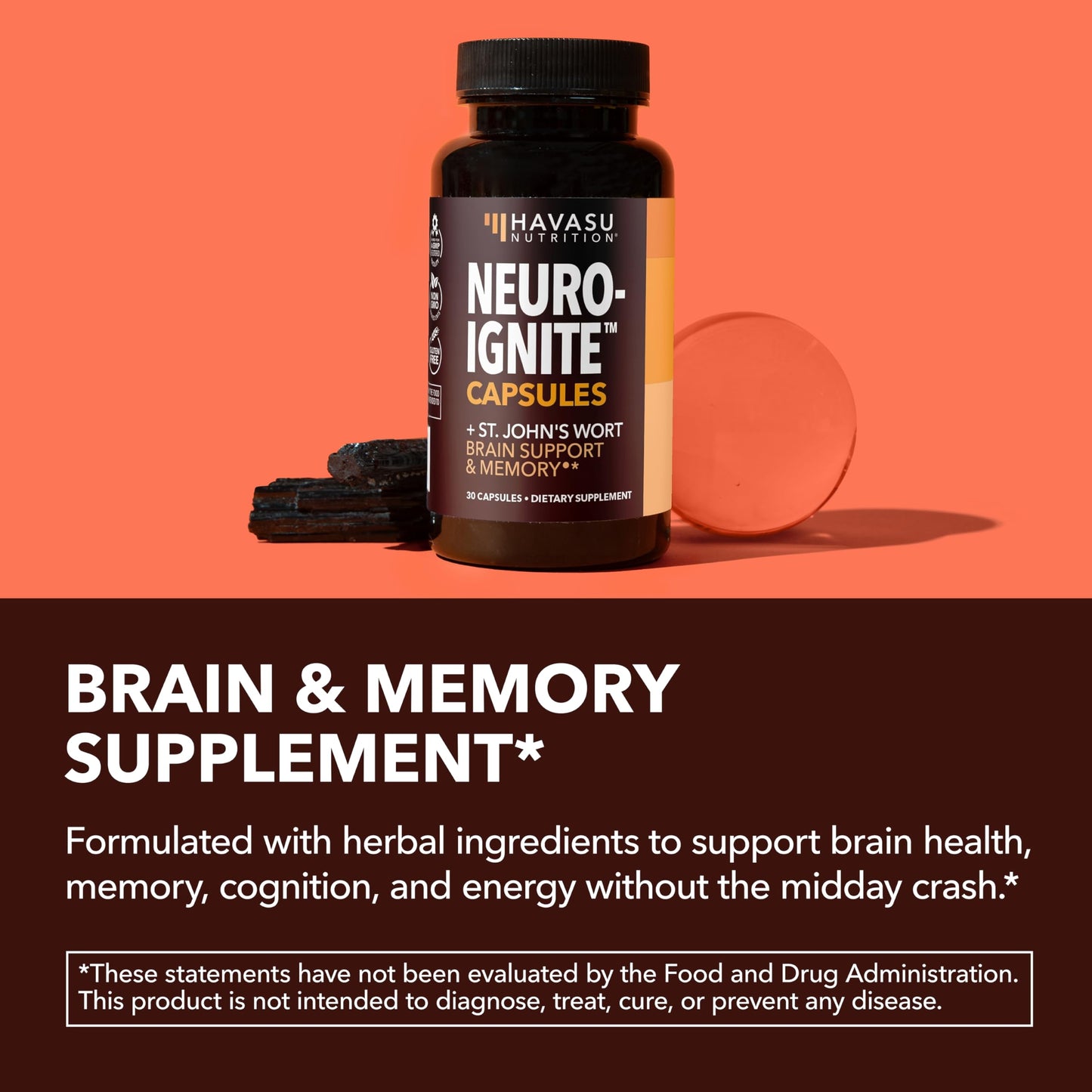 Havasu Nutrition NeuroIGNITE Brain Supplements for Memory and Focus Capsules, 30 Count