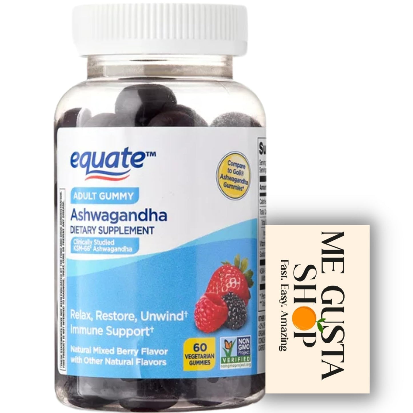 ME GUSTA SHOP Ashwagandha Vegetarian Gummy Supplement, 60 Count