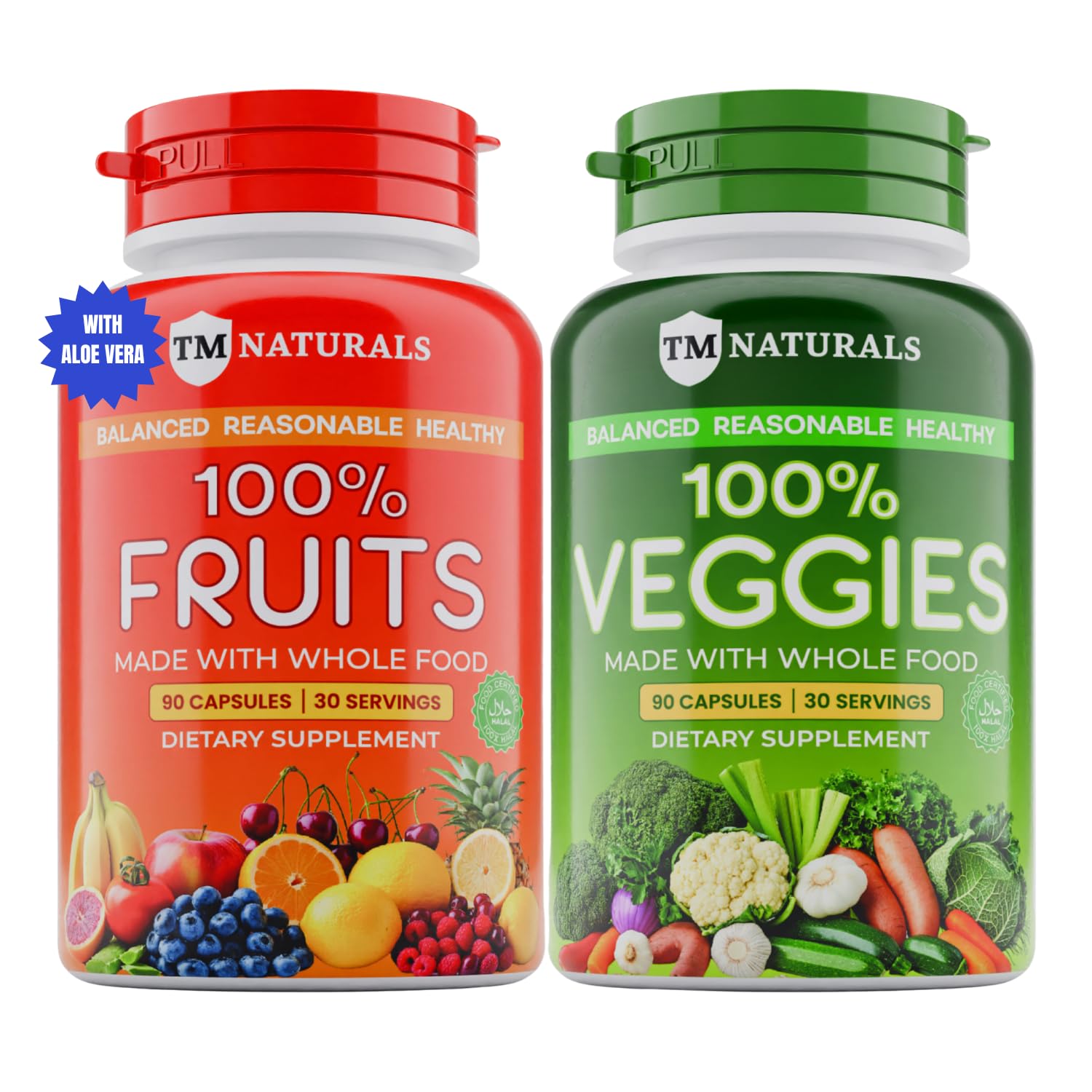 TM NATURALS Fruit and Veggies Supplement Vitamins for Men and Women - Super Fruits and Veggies Capsules, 180 Capsules