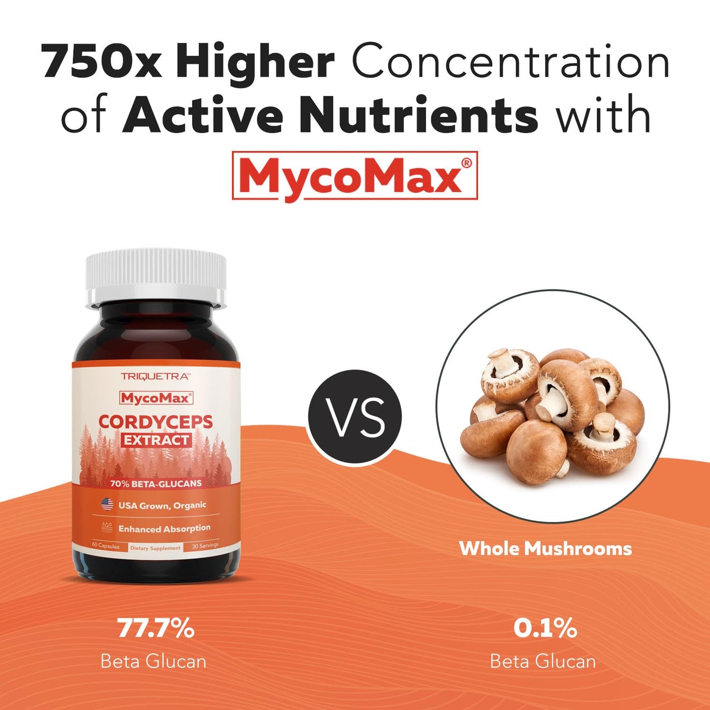 Triquetra Health Organic Cordyceps Mushroom Extract Capsules, 60 Count