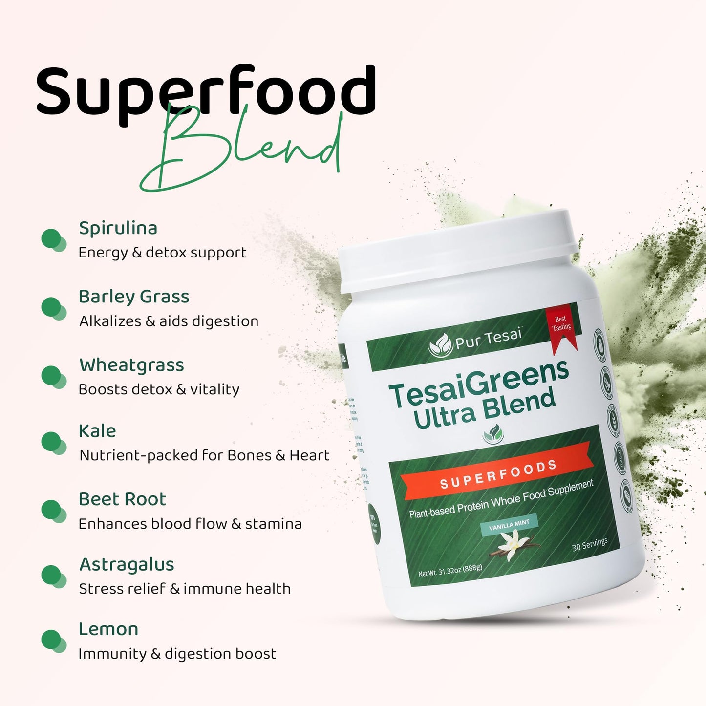Pur Tesai TesaiGreens Ultra Blend Superfood Nutritional Powder, 31.32 Ounce