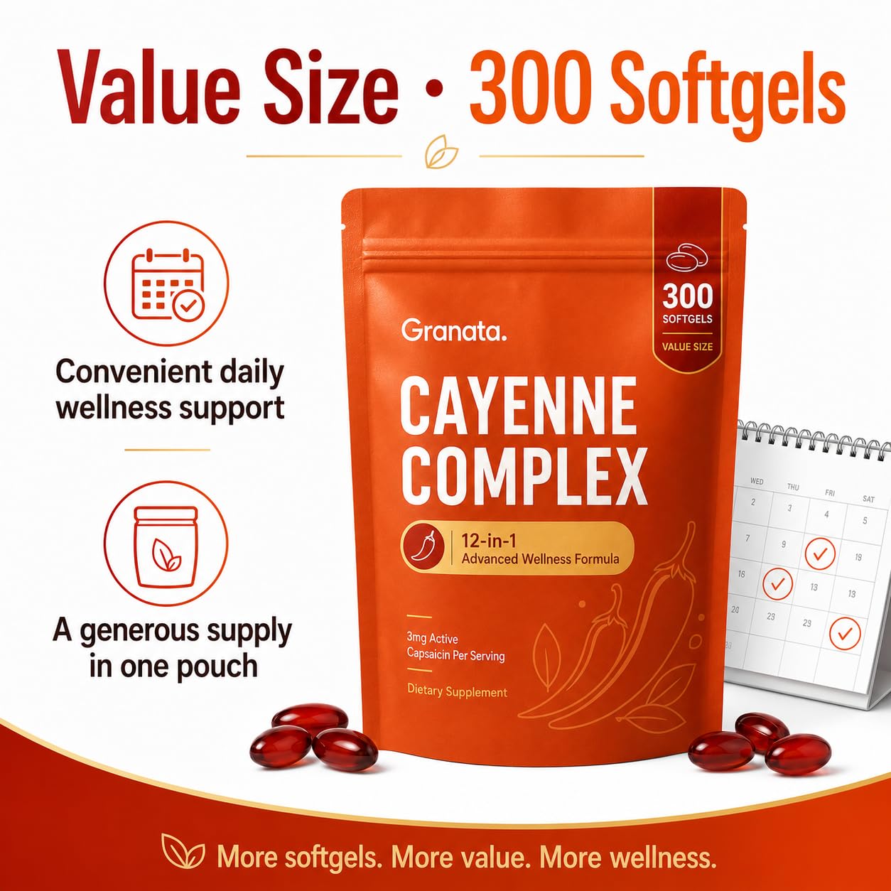 Dvloge Granata Cayenne Pepper Complex Softgels 300 Softgels