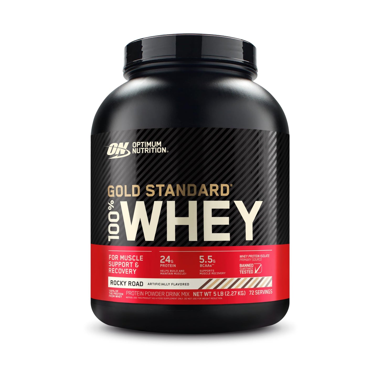 Optimum Nutrition Gold Standard 100% Whey Protein Powder Rocky Road 5 Pound, 80 Servings