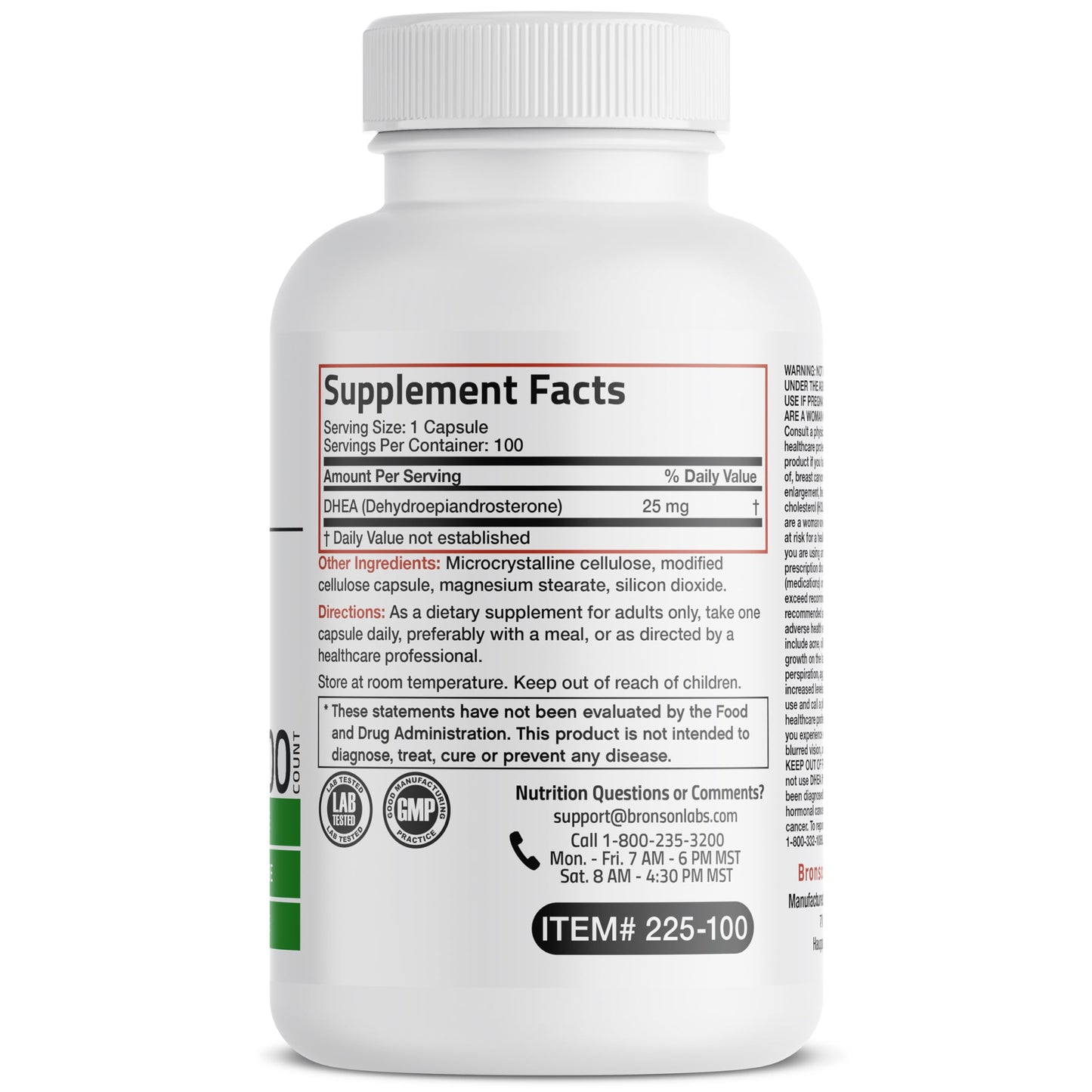 Bronson DHEA 25mg Once Daily Formula Capsule, 100 Capsules